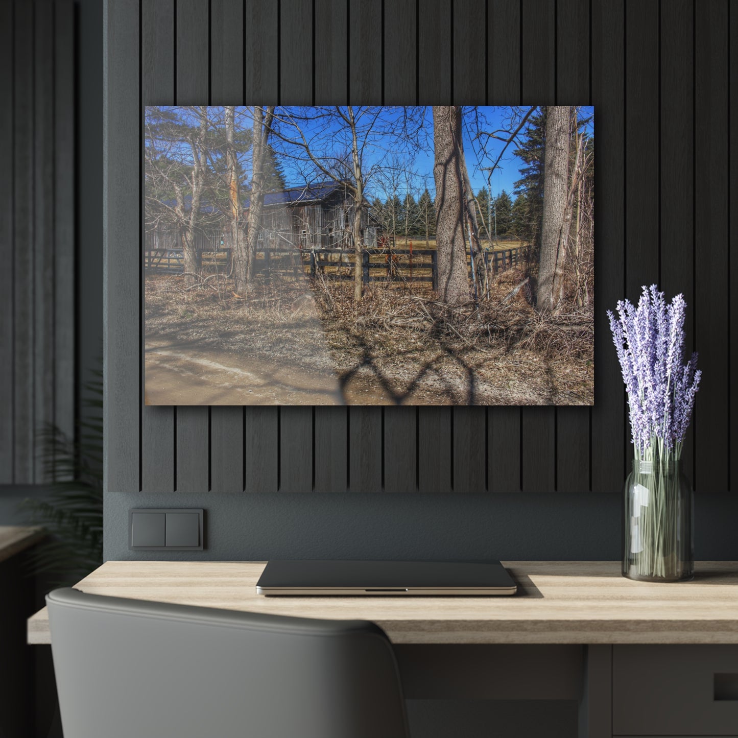 U R There Photography Brewer Road Grey Rustic Farmhouse Acrylic Wall Print