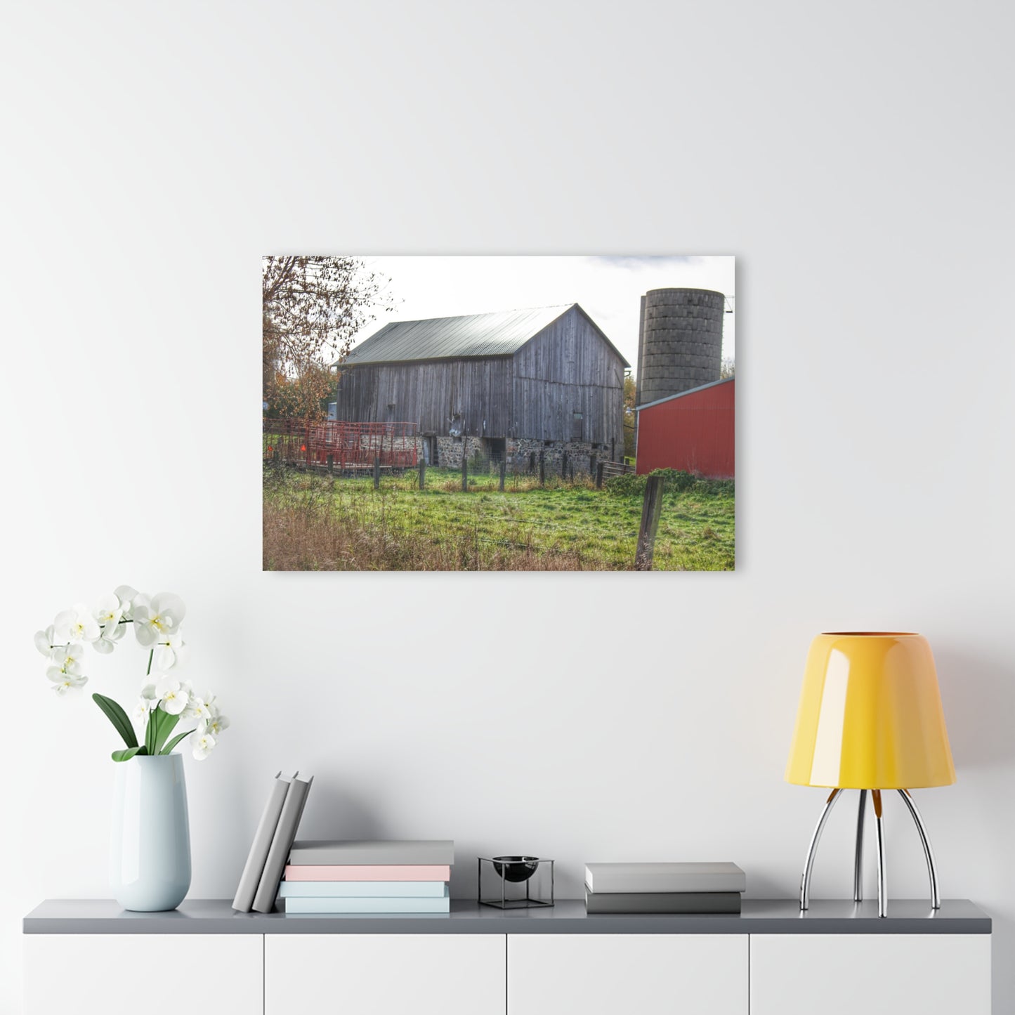 U R There Photography Slattery Road Fieldstone Grey Rustic Farmhouse Acrylic Wall Print