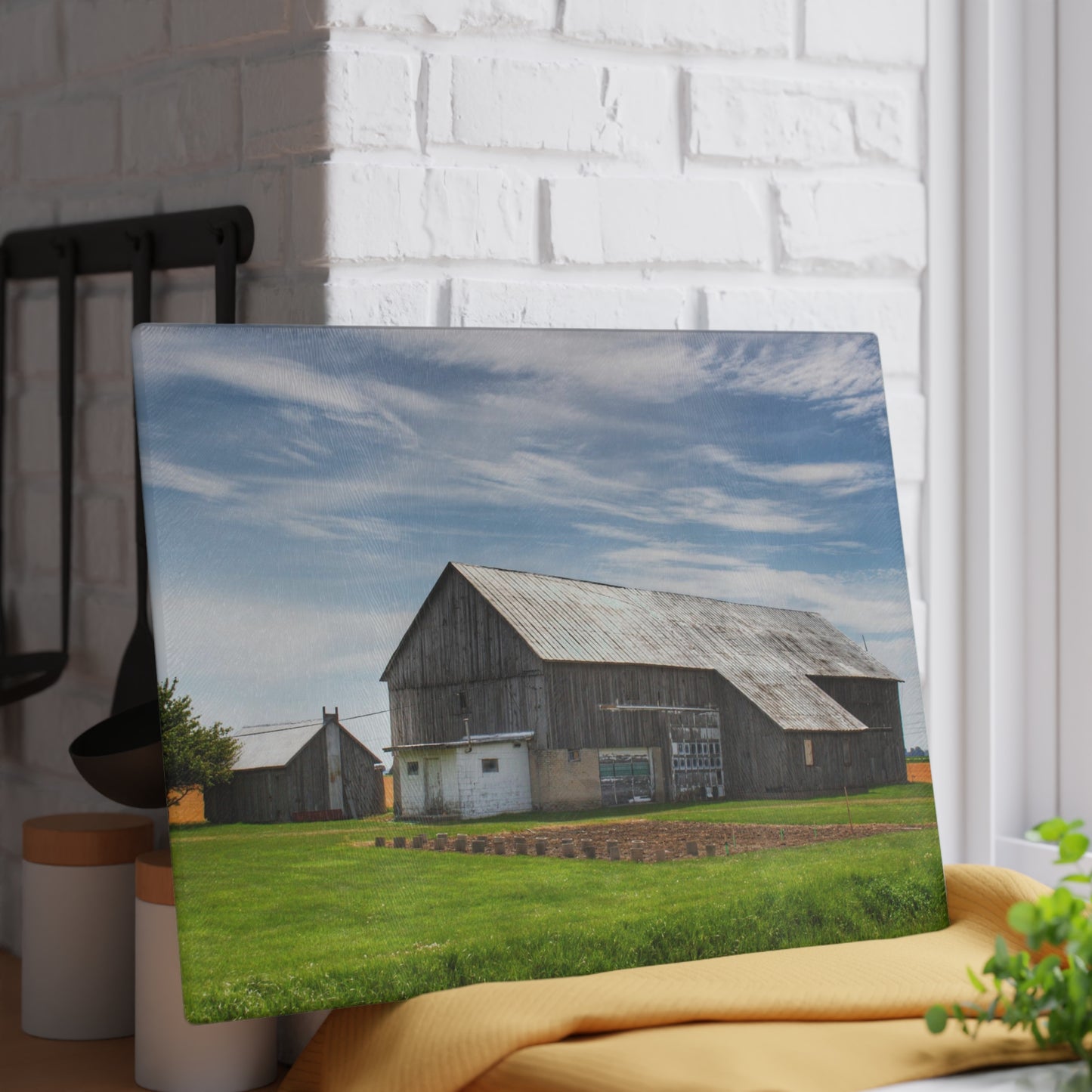U R There Photography Bay Port Road Greys Rustic Farmhouse Tempered-Glass Cutting Board