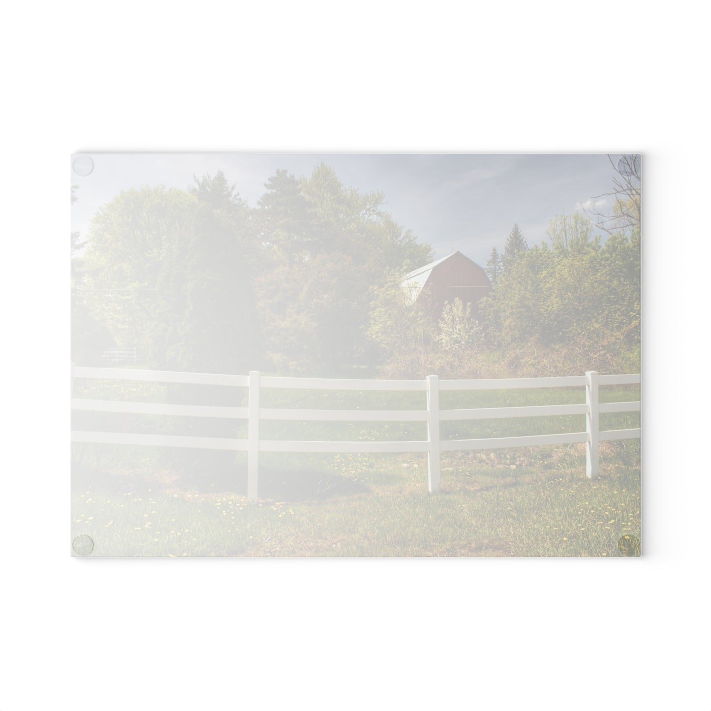 U R There Photography Sutton Road Red Beyond the Fence Rustic Farmhouse Tempered-Glass Cutting Board
