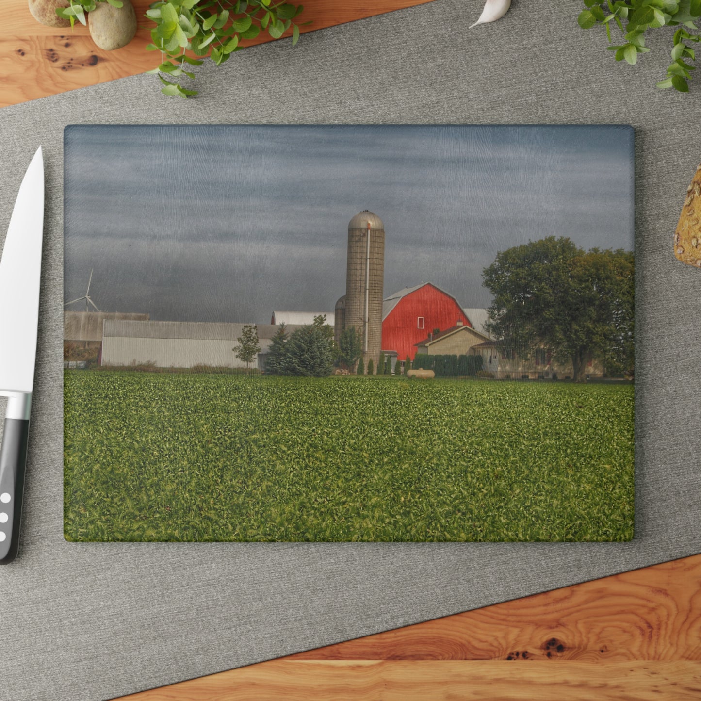 U R There Photography Richardson Road Farm Rustic Farmhouse Tempered-Glass Cutting Board