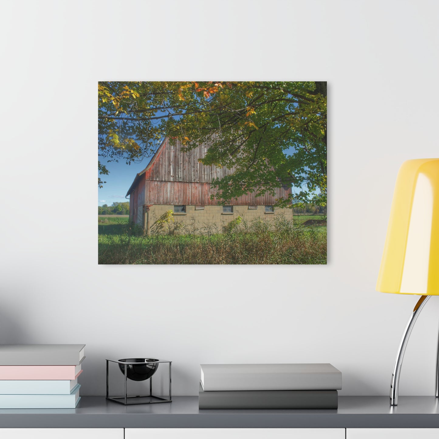 U R There Photography Byington Road Red I Rustic Farmhouse Acrylic Wall Print