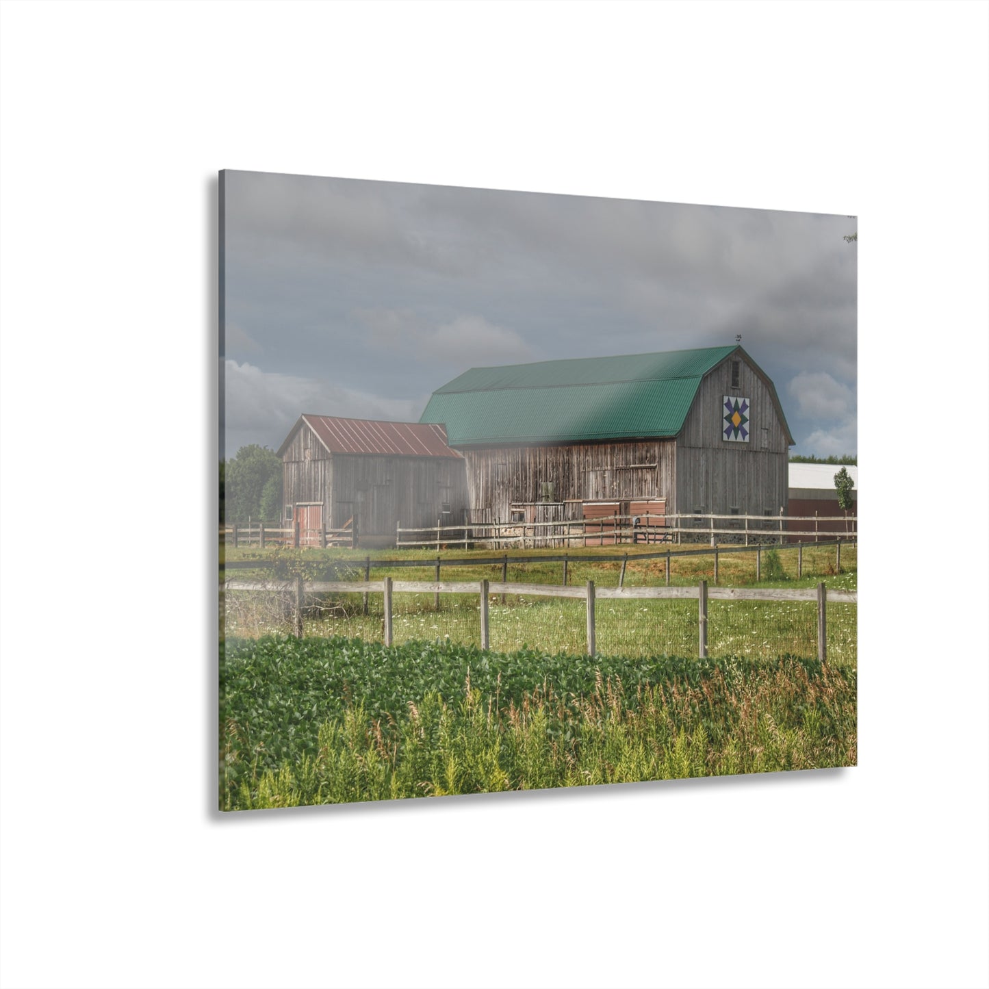 U R There Photography West Millington Road Grey Quilt Rustic Farmhouse Acrylic Wall Print