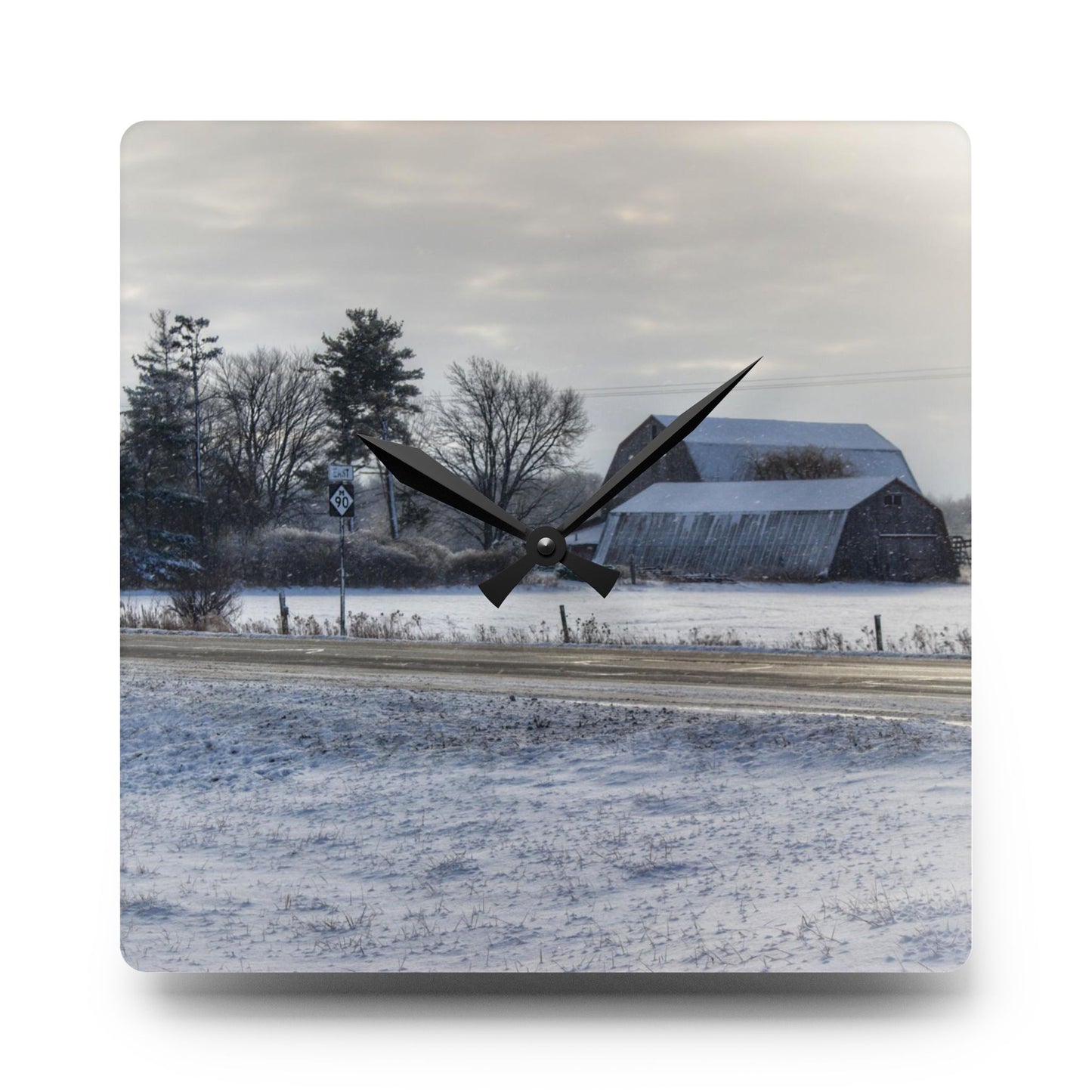 U R There Photography Burnside Road Greys Rustic Farmhouse Acrylic Analog Wall Clock