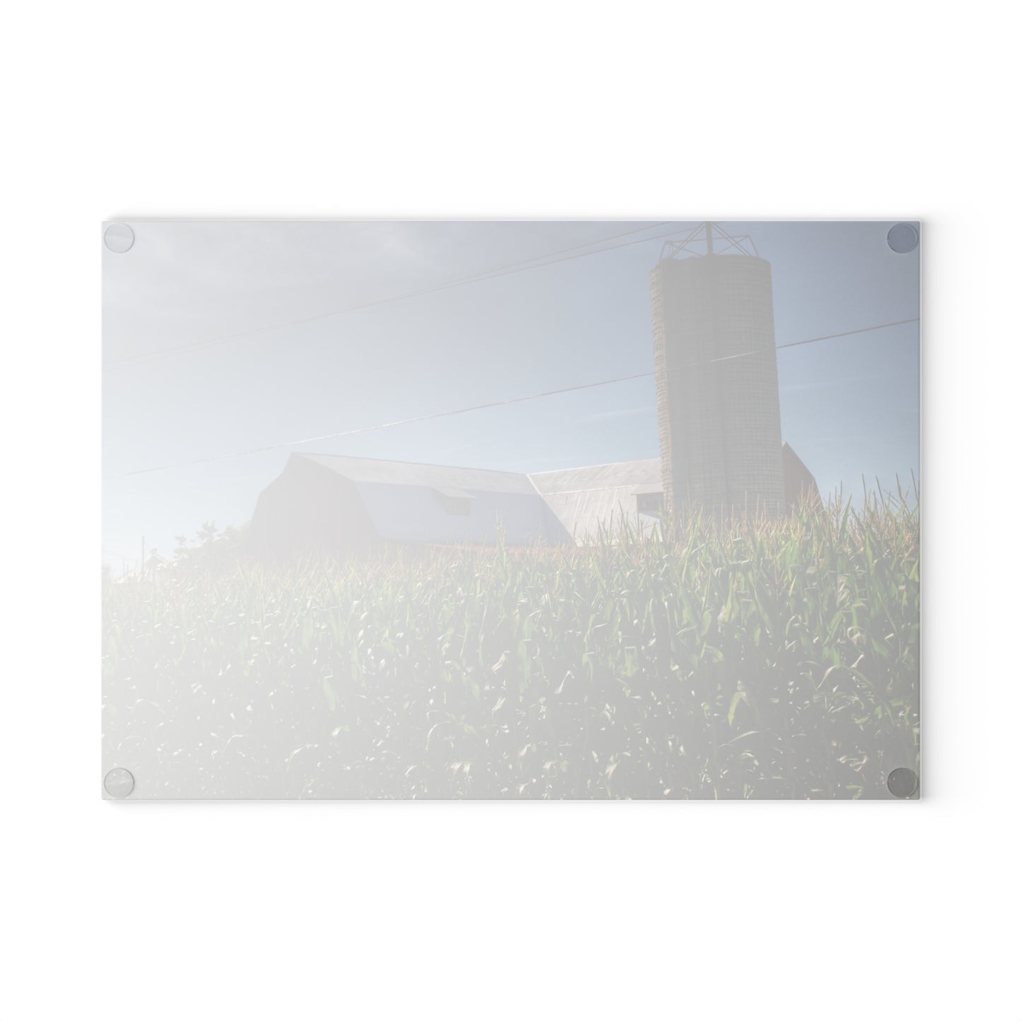 U R There Photography Above the Corn on Tuscola Road Rustic Farmhouse Tempered-Glass Cutting Board
