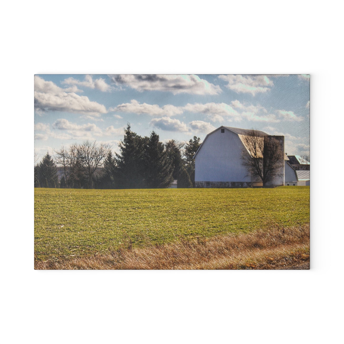 U R There Photography Sandusky White Rustic Farmhouse Tempered-Glass Cutting Board