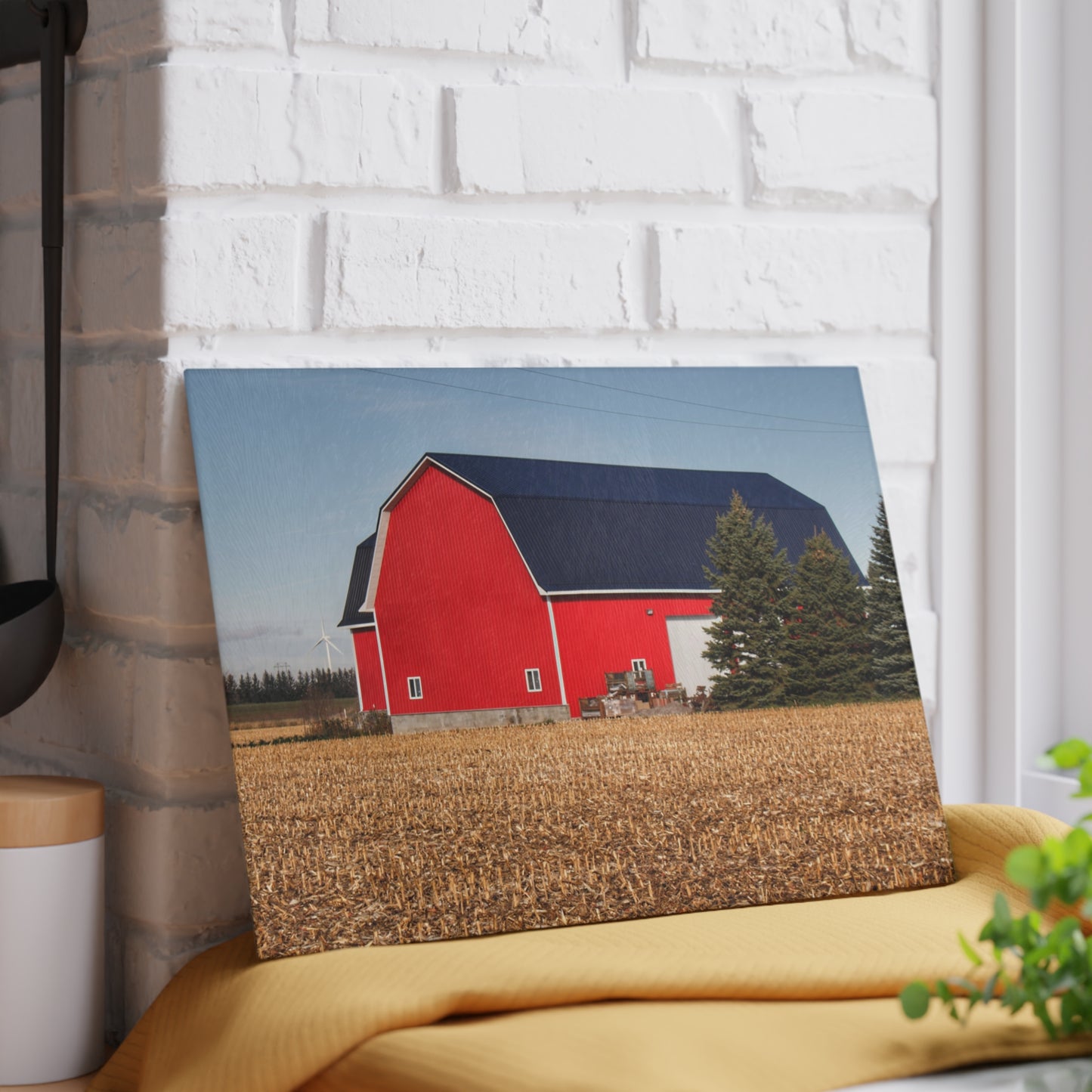 U R There Photography Kirk Road Modern Red Rustic Farmhouse Tempered-Glass Cutting Board