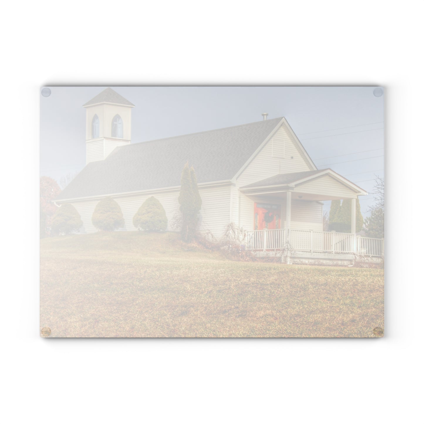 U R There Photography Oxford Chapel Rustic Farmhouse Tempered-Glass Cutting Board