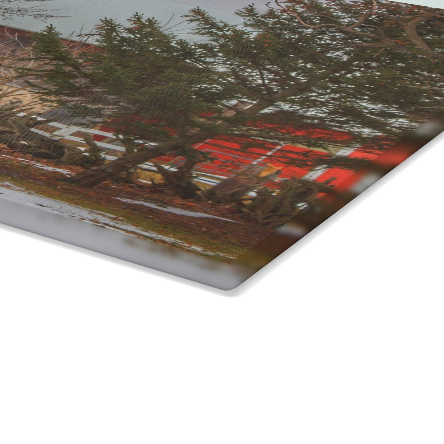 U R There Photography Schott Road Grey II Rustic Farmhouse Tempered-Glass Cutting Board