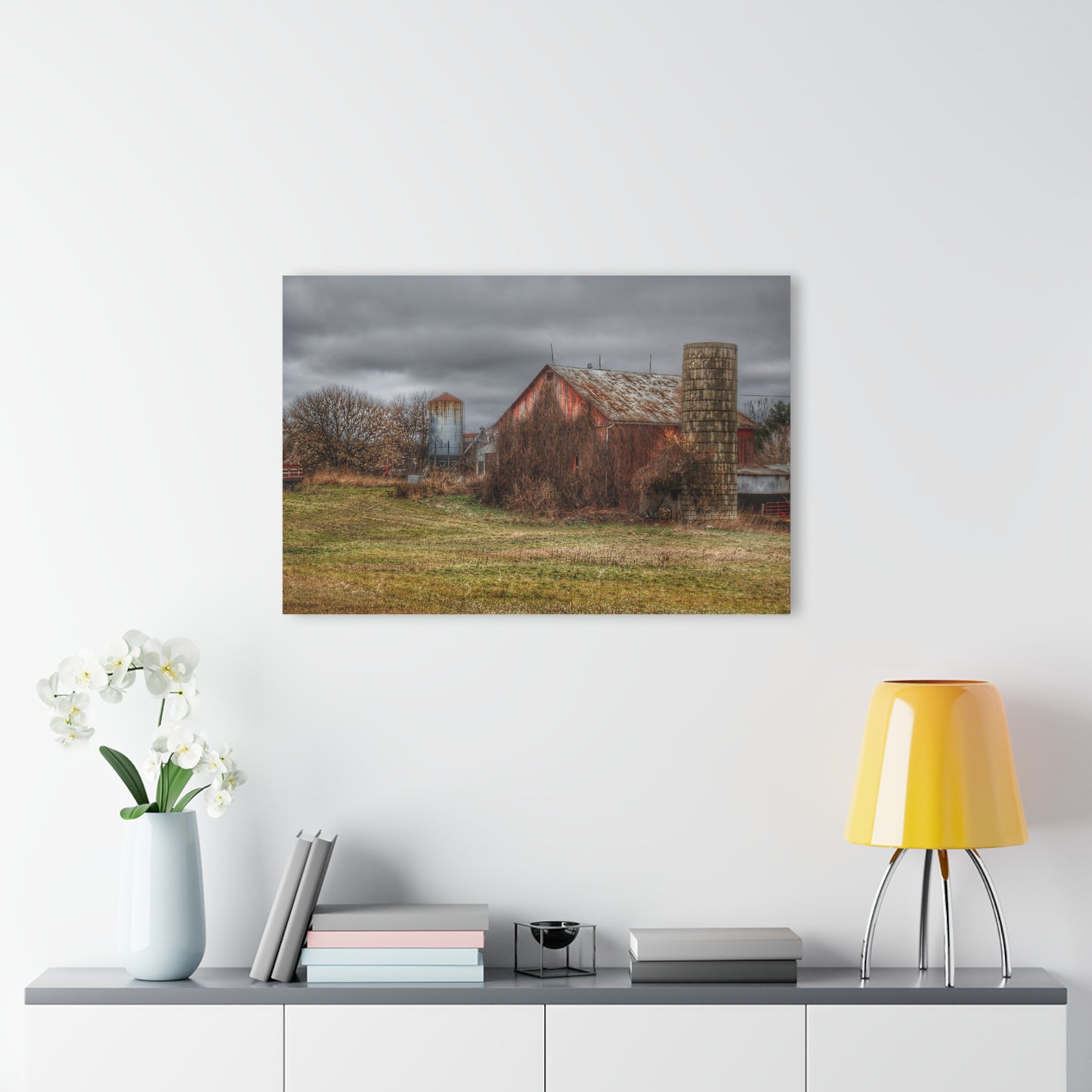 U R There Photography Slattery Road Old Red and Silo II Rustic Farmhouse Acrylic Wall Print