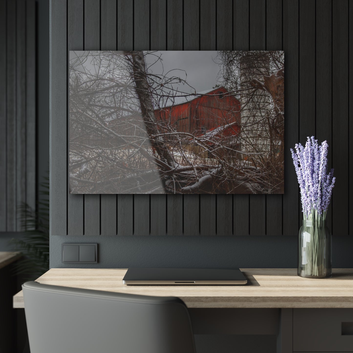 U R There Photography Sandhill Road Hidden Red II Rustic Farmhouse Acrylic Wall Print