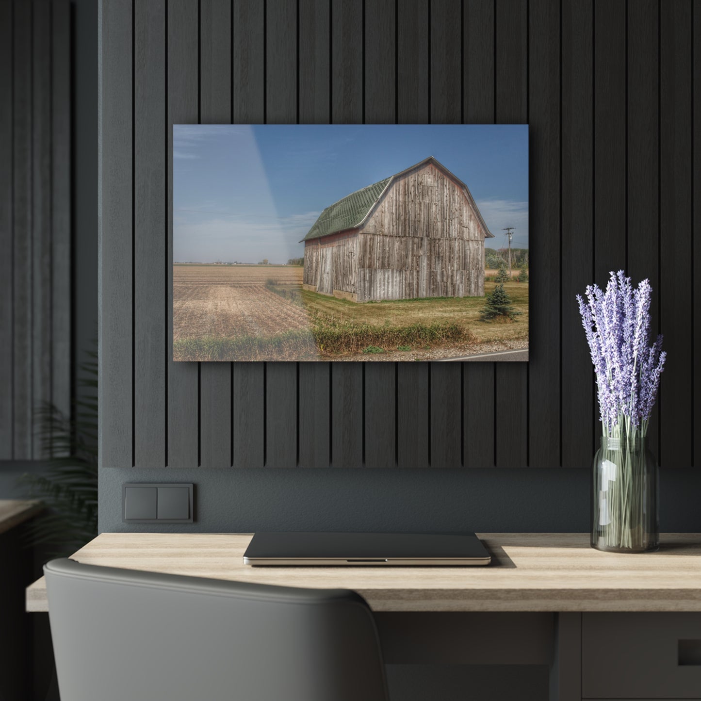 U R There Photography Vassar Road Grey Rustic Farmhouse Acrylic Wall Print