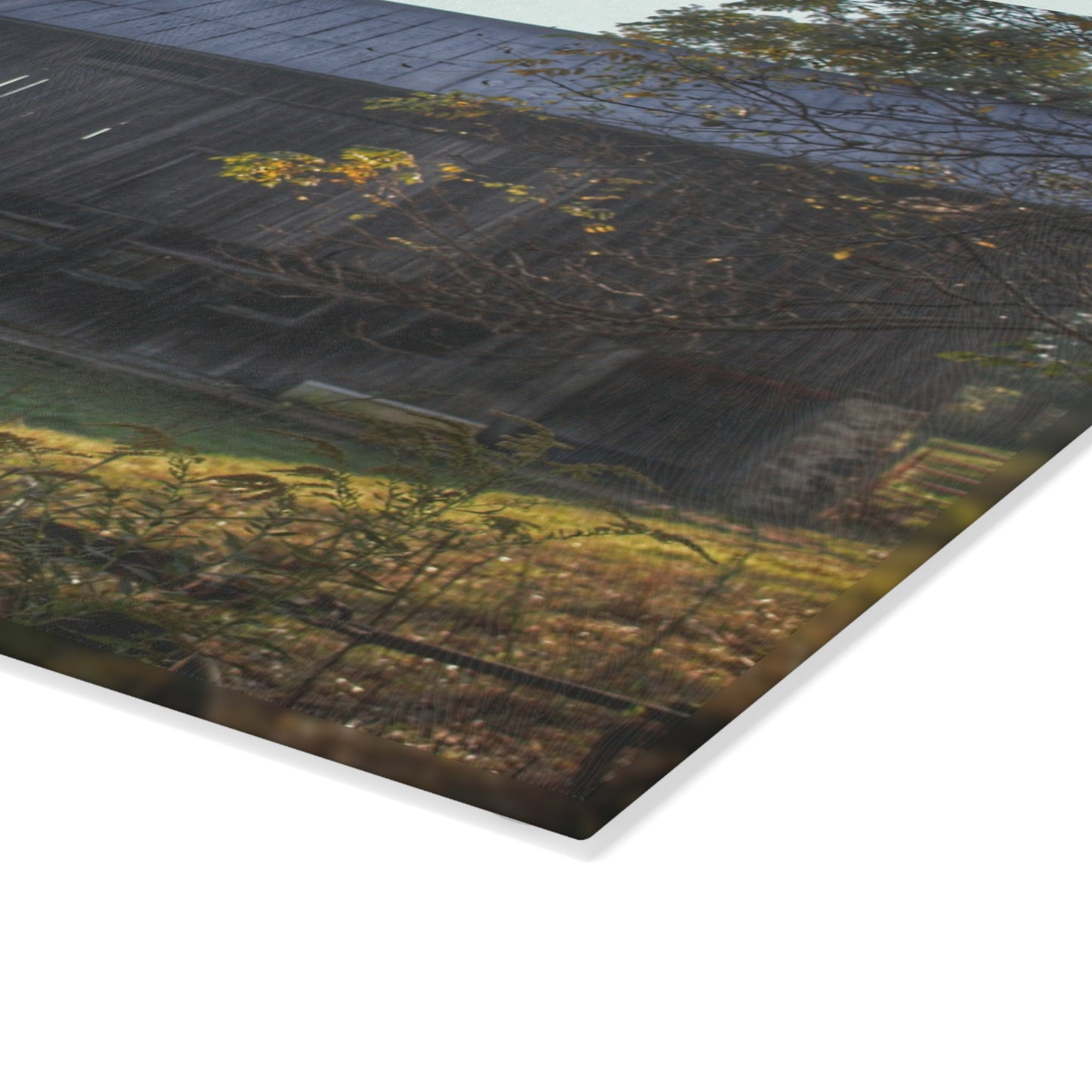 U R There Photography Summers Road Old Grey Rustic Farmhouse Tempered-Glass Cutting Board