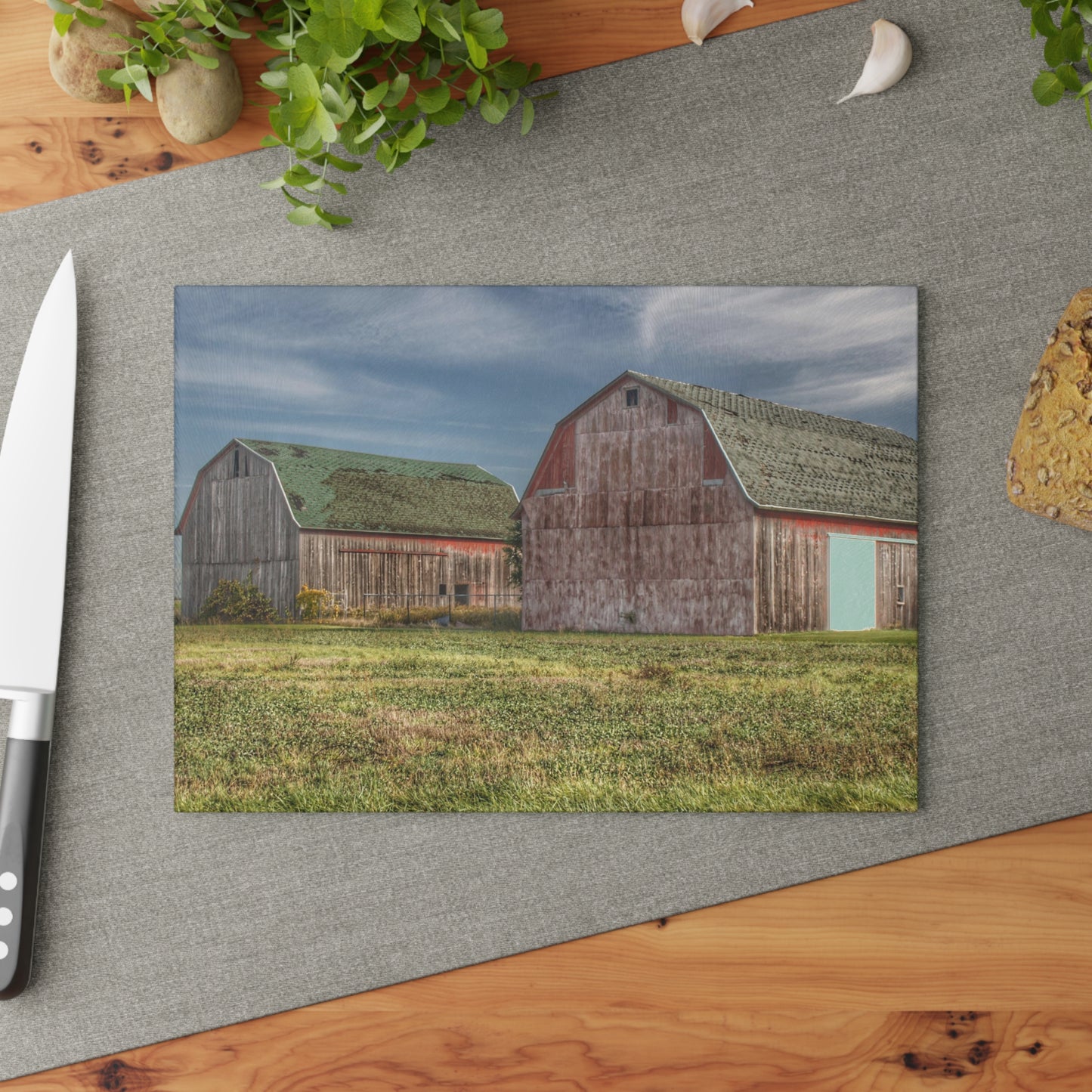 U R There Photography Vassar Twin Reds Rustic Farmhouse Tempered-Glass Cutting Board