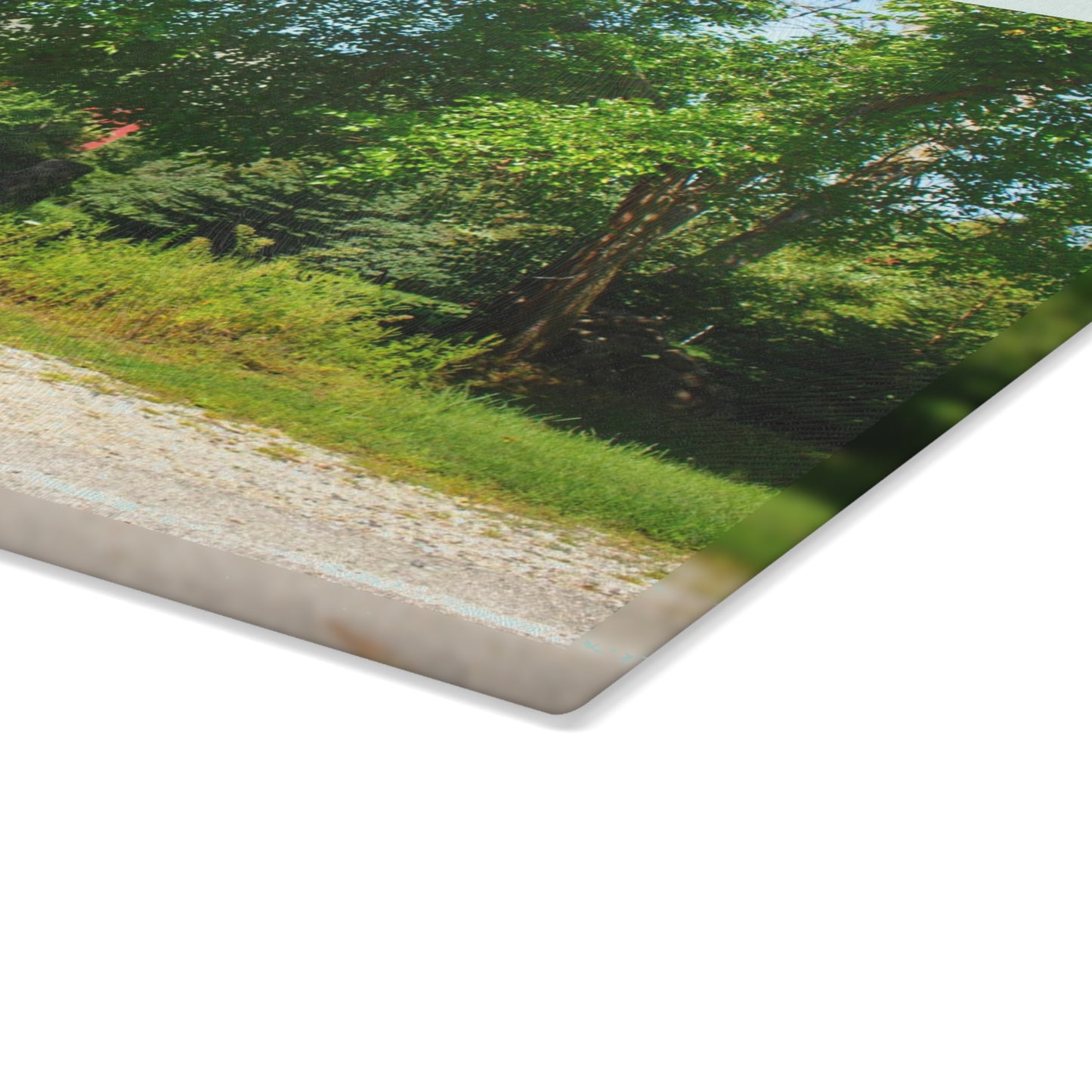 U R There Photography Caro Hidden Red Rustic Farmhouse Tempered-Glass Cutting Board