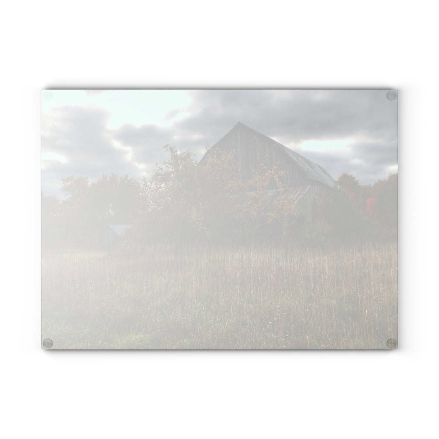 U R There Photography Church Road Grey V Rustic Farmhouse Tempered-Glass Cutting Board