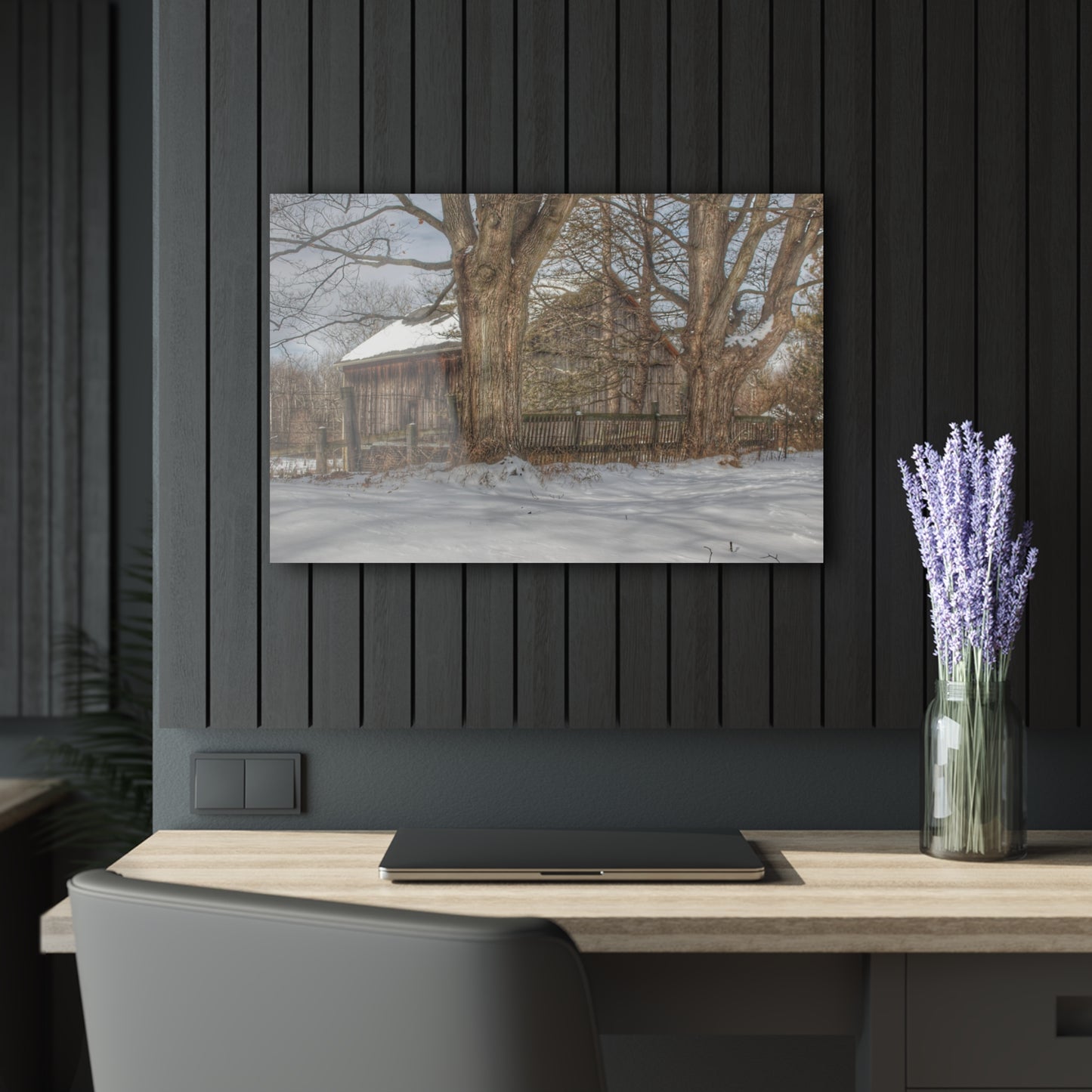 U R There Photography English Road Grey Rustic Farmhouse Acrylic Wall Print