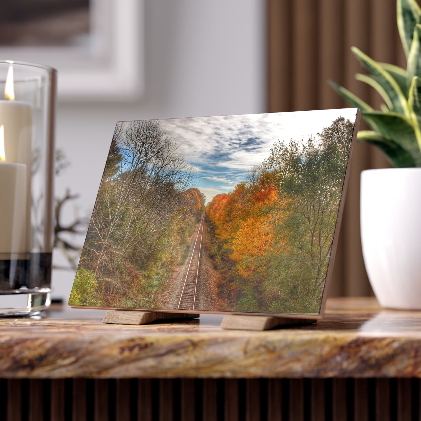 U R There Photography Above the Tracks in Vassar Rustic Farmhouse Decorative Ceramic Tile