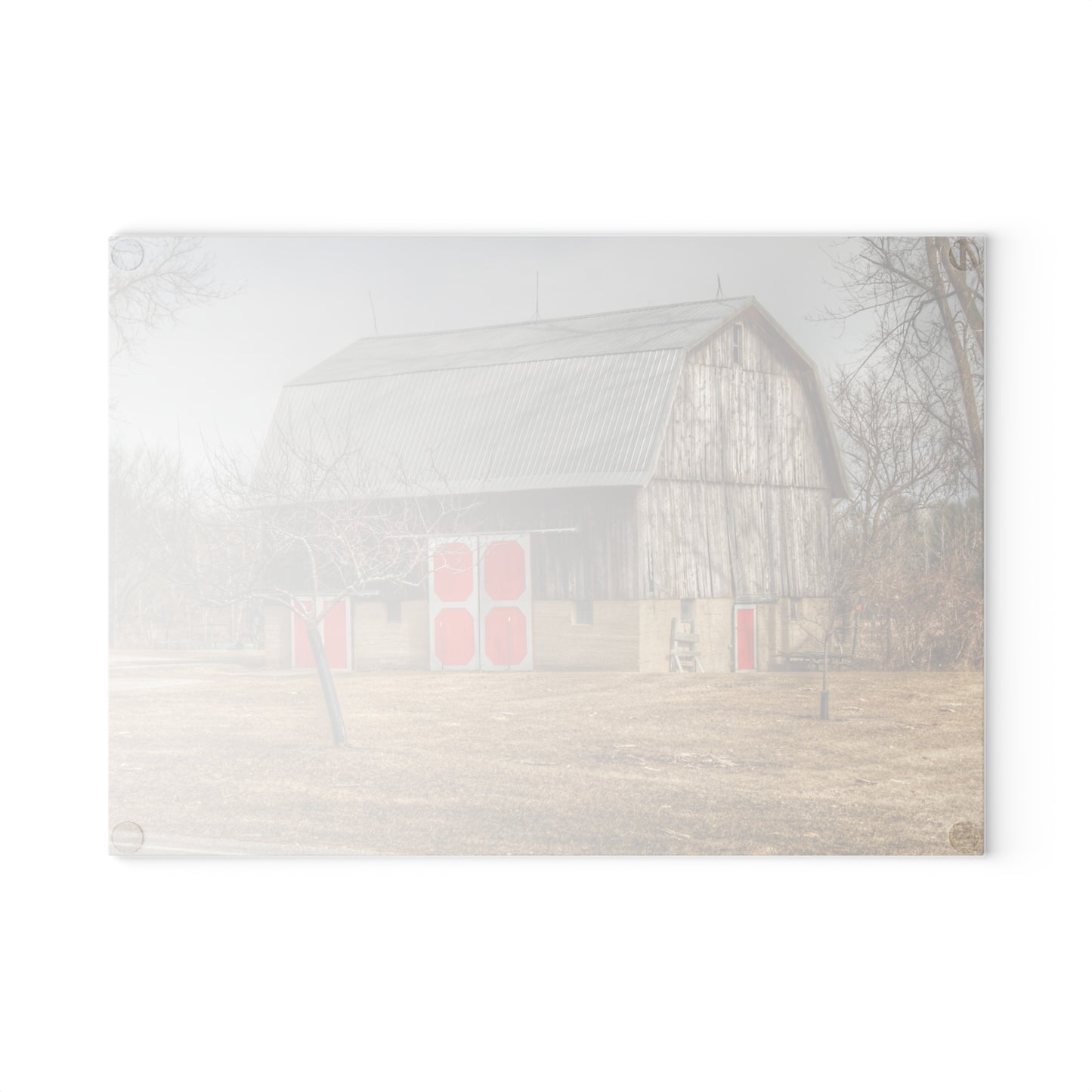 U R There Photography Sheridan Road Grey Rustic Farmhouse Tempered-Glass Cutting Board