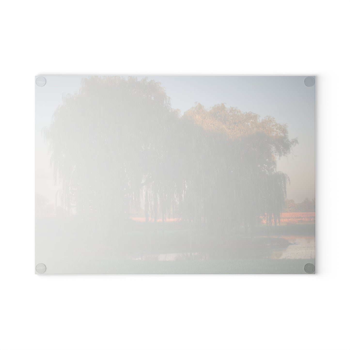 U R There Photography Sunrise on Willow Pond II Rustic Farmhouse Tempered-Glass Cutting Board 8"x 11"