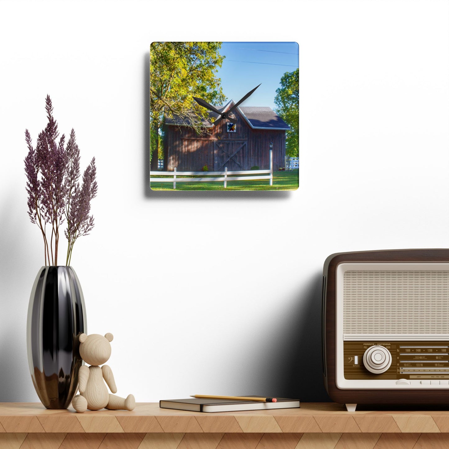 U R There Photography Hunters Creek Quilted I Rustic Farmhouse Acrylic Analog Wall Clock