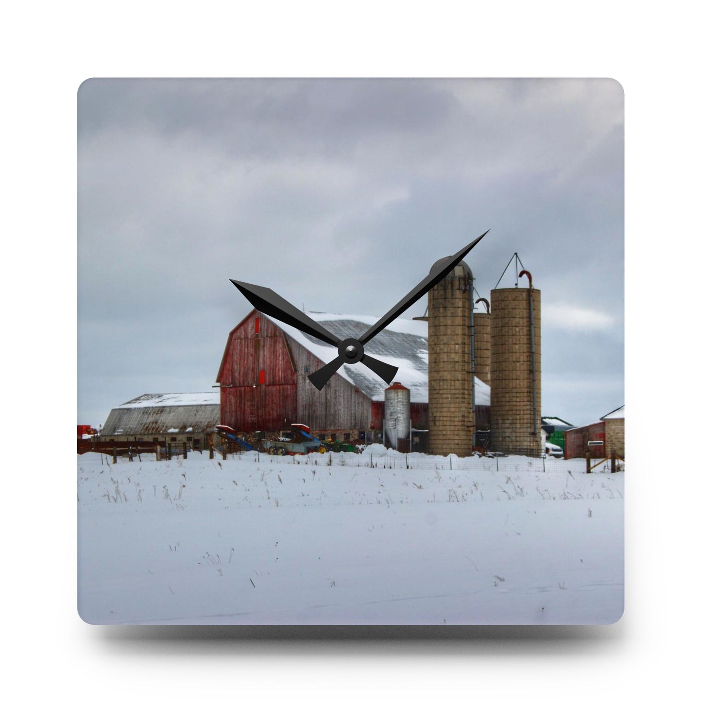 U R There Photography Five Lakes Farm II Rustic Farmhouse Acrylic Analog Wall Clock
