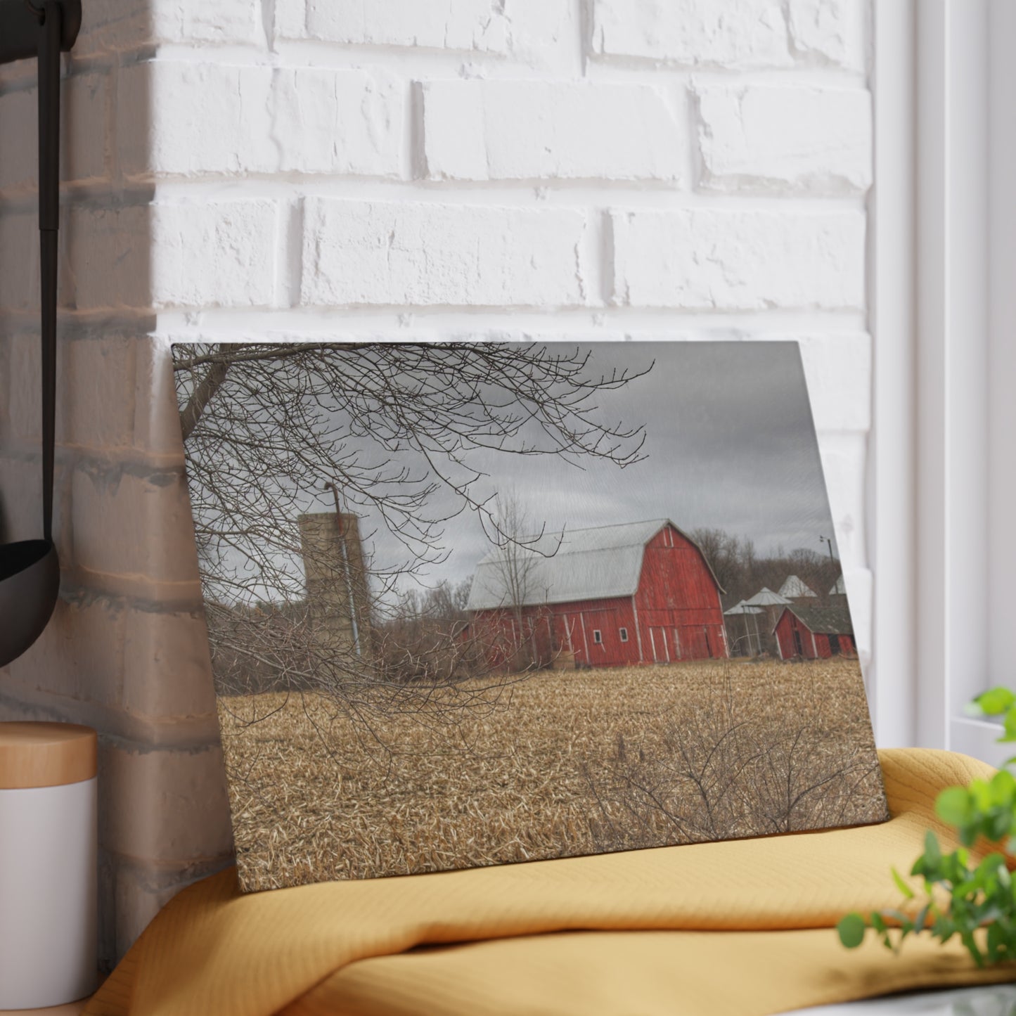 U R There Photography Barns of Arbela I Rustic Farmhouse Tempered-Glass Cutting Board