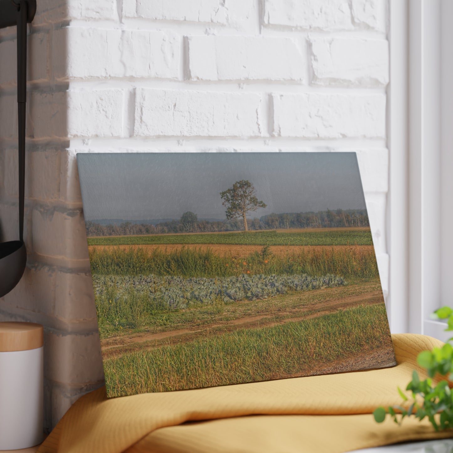 U R There Photography Cabbage and Pumpkin Patch Rustic Farmhouse Tempered-Glass Cutting Board