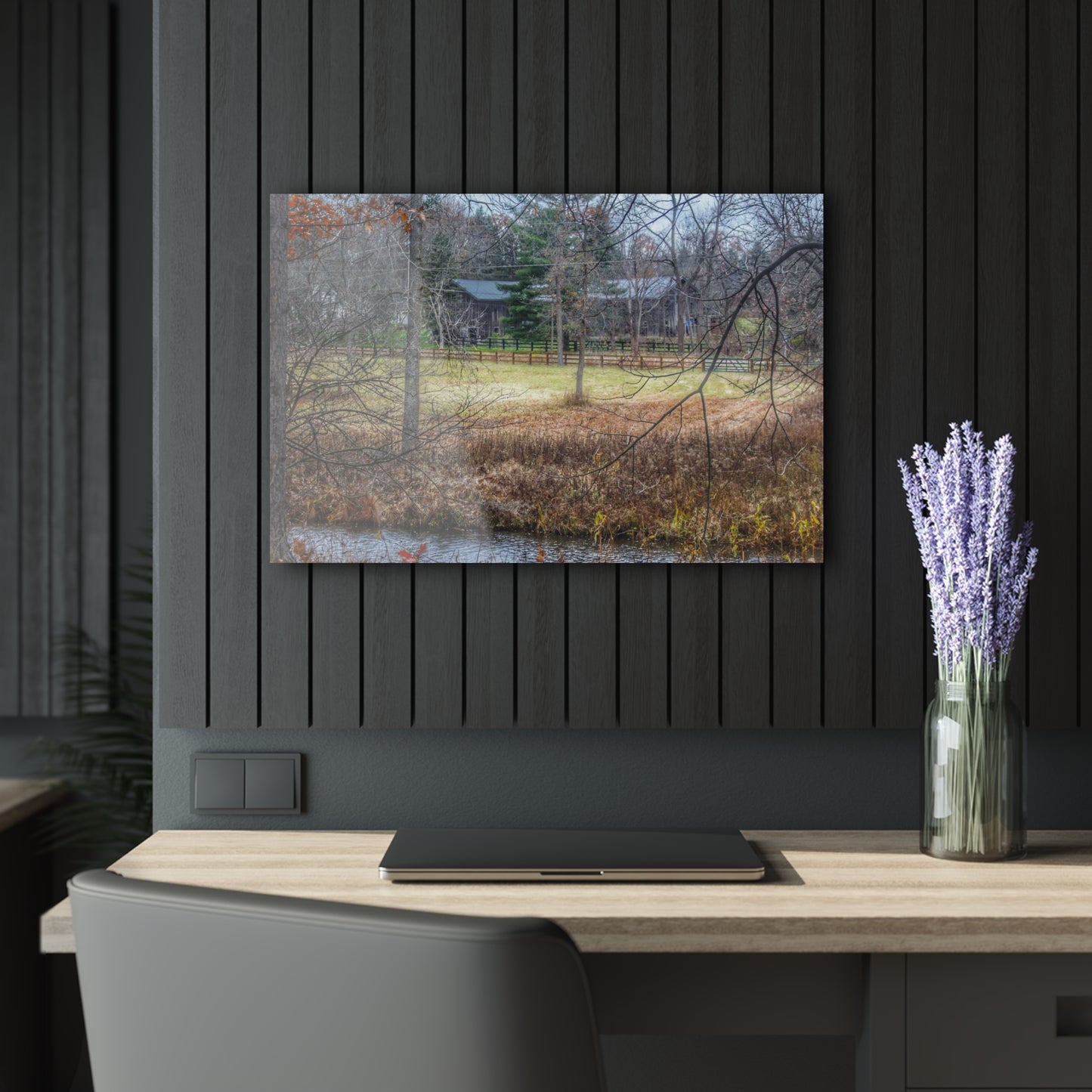 U R There Photography Brewer Road Hidden Grey Rustic Farmhouse Acrylic Wall Print