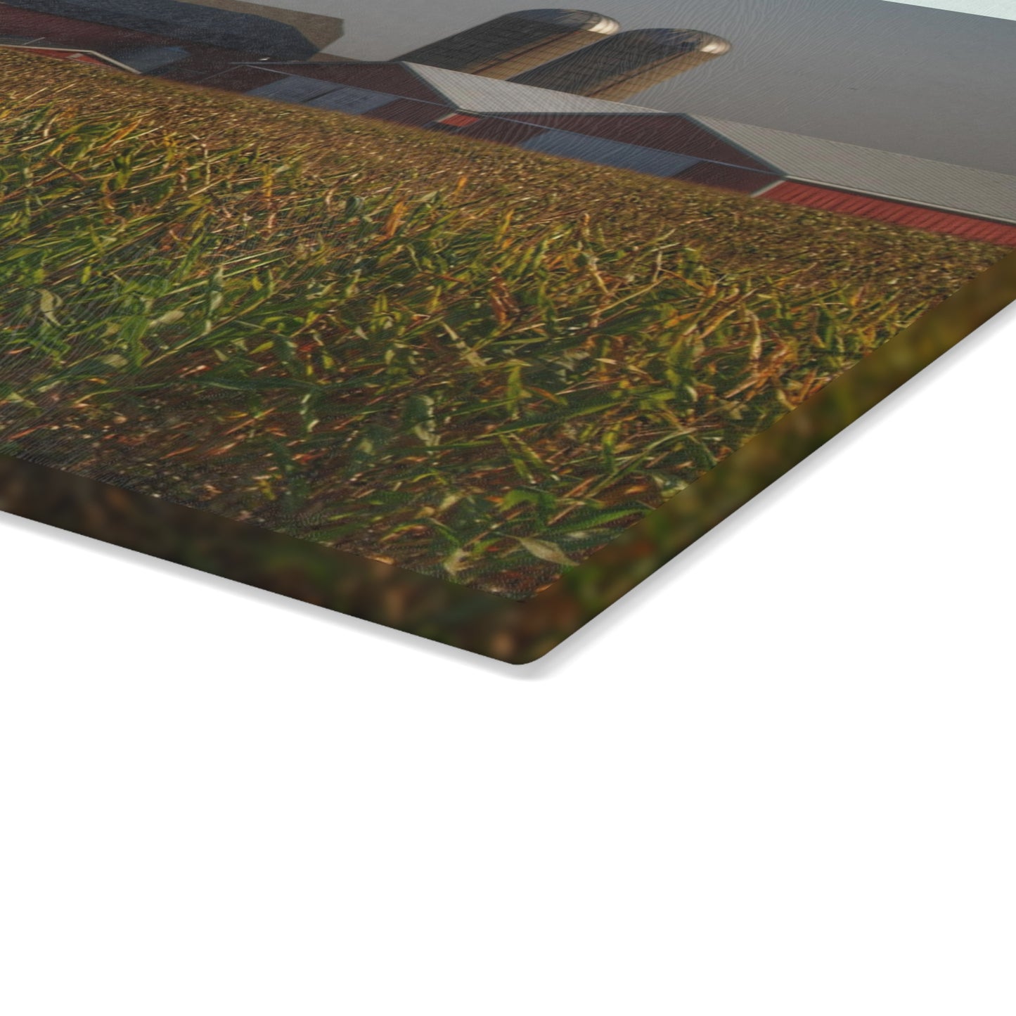 U R There Photography Slattery Road Farm and Cornfield II Rustic Farmhouse Tempered-Glass Cutting Board