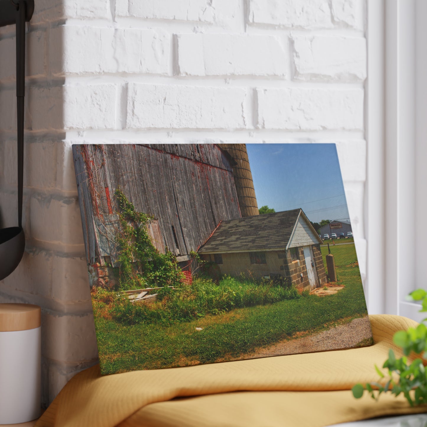 U R There Photography Marlette Red V Rustic Farmhouse Tempered-Glass Cutting Board