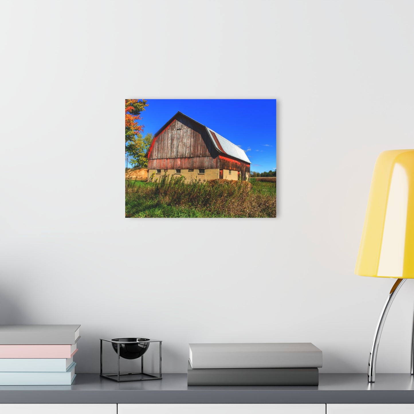 U R There Photography Byington Road Red II Rustic Farmhouse Acrylic Wall Print