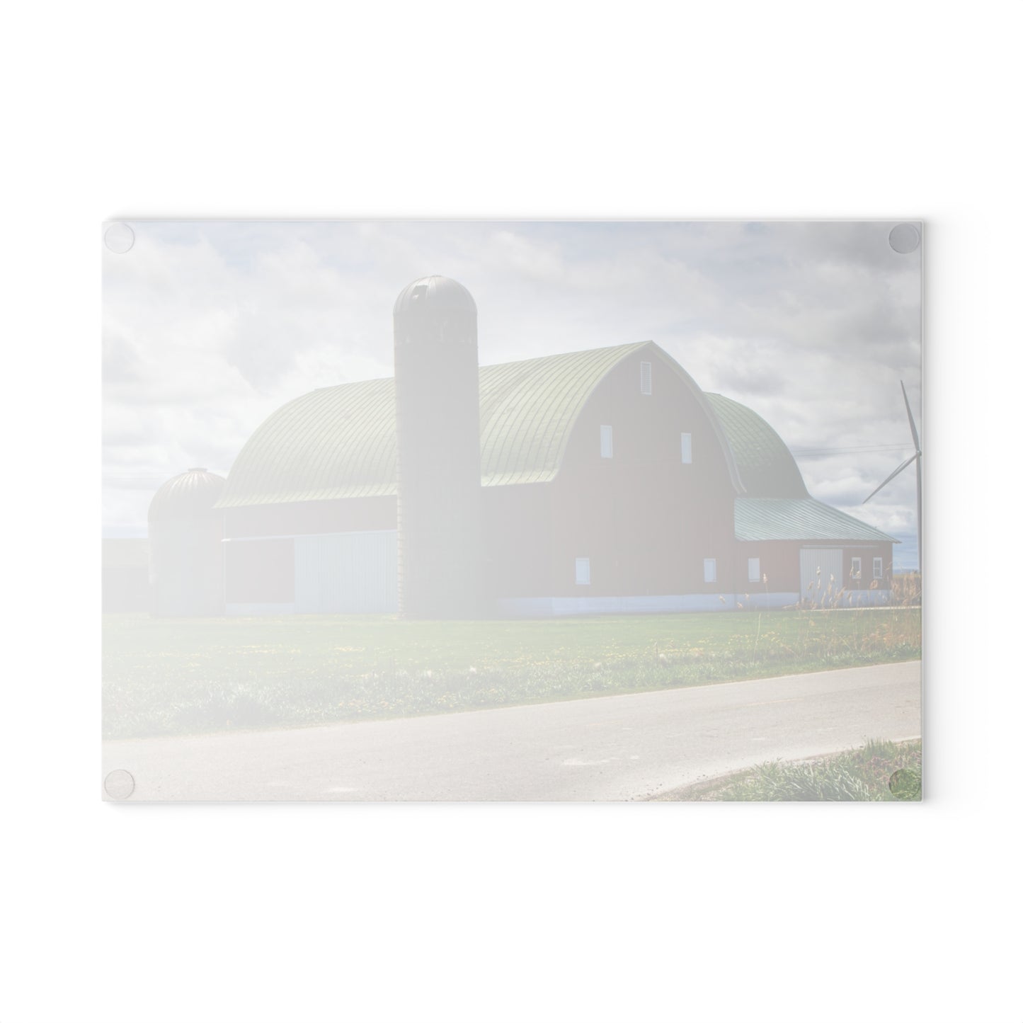 U R There Photography Rescue Road Red Rustic Farmhouse Tempered-Glass Cutting Board