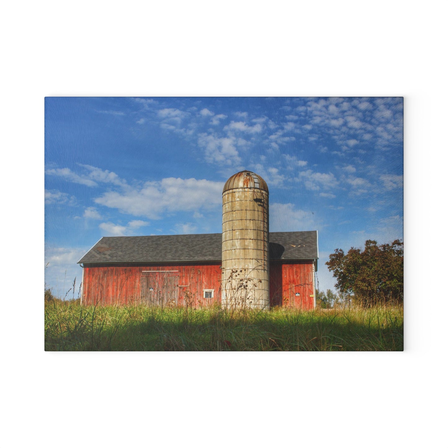 U R There Photography Clarkston Road Red I Rustic Farmhouse Tempered-Glass Cutting Board
