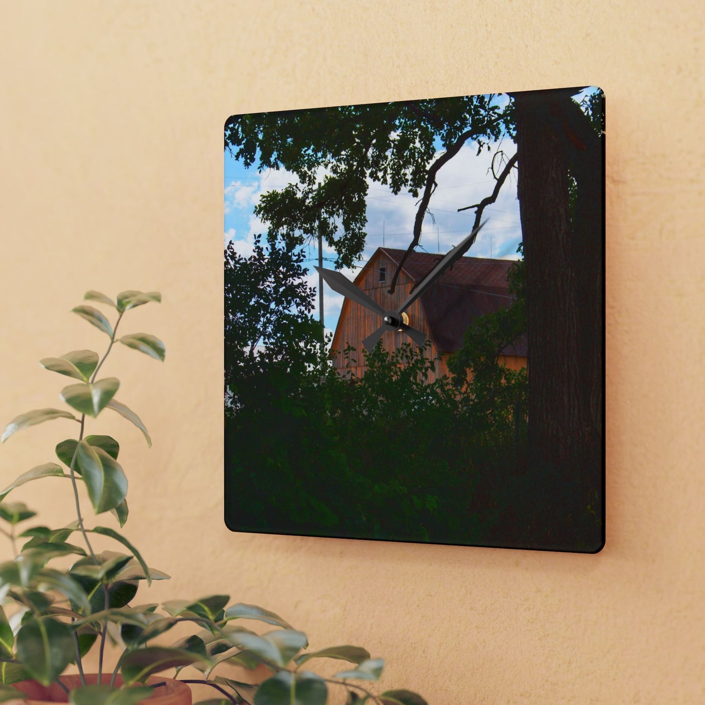 U R There Photography Bristol Gold Hidden Rustic Farmhouse Acrylic Analog Wall Clock