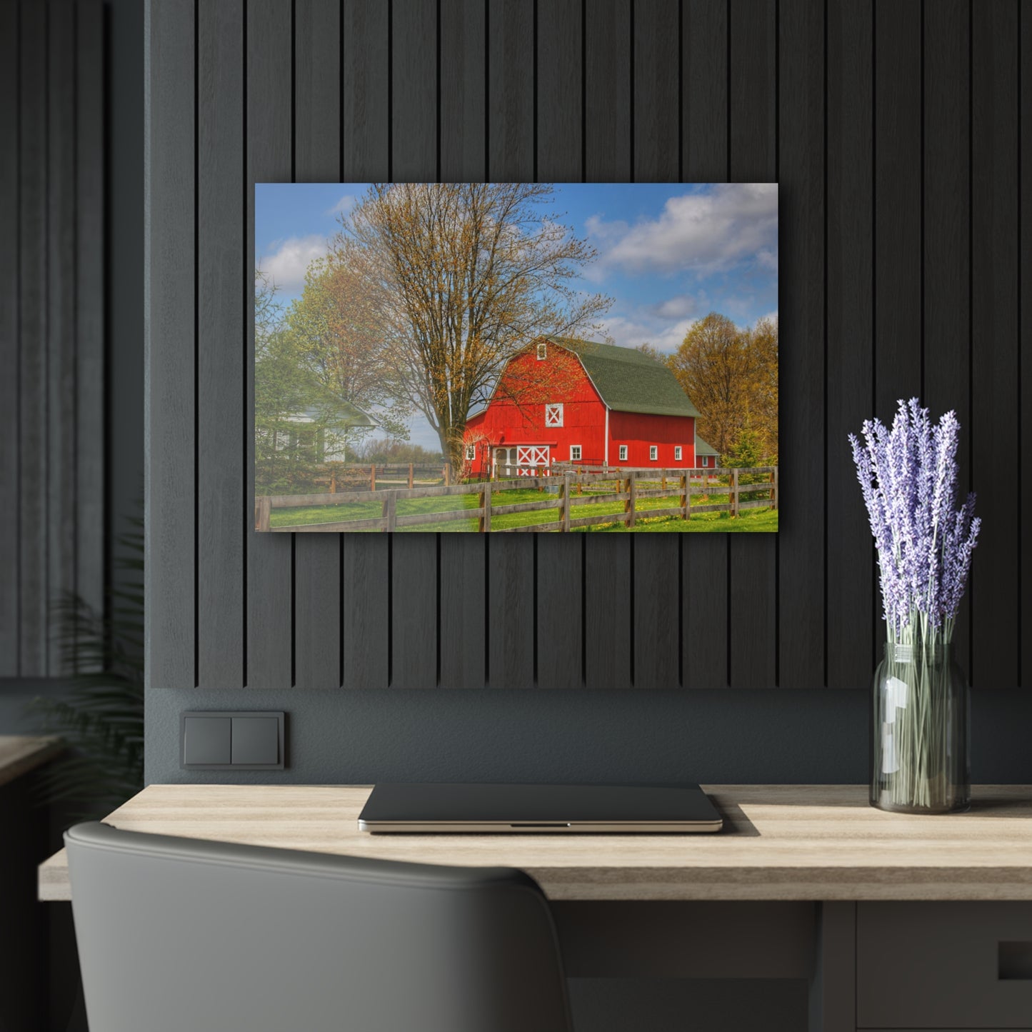 U R There Photography Sohn Road Red Rustic Farmhouse Acrylic Wall Print