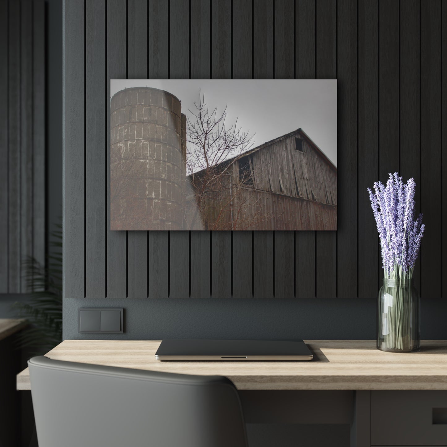 U R There Photography Brandon Hill Grey Rustic Farmhouse Acrylic Wall Print