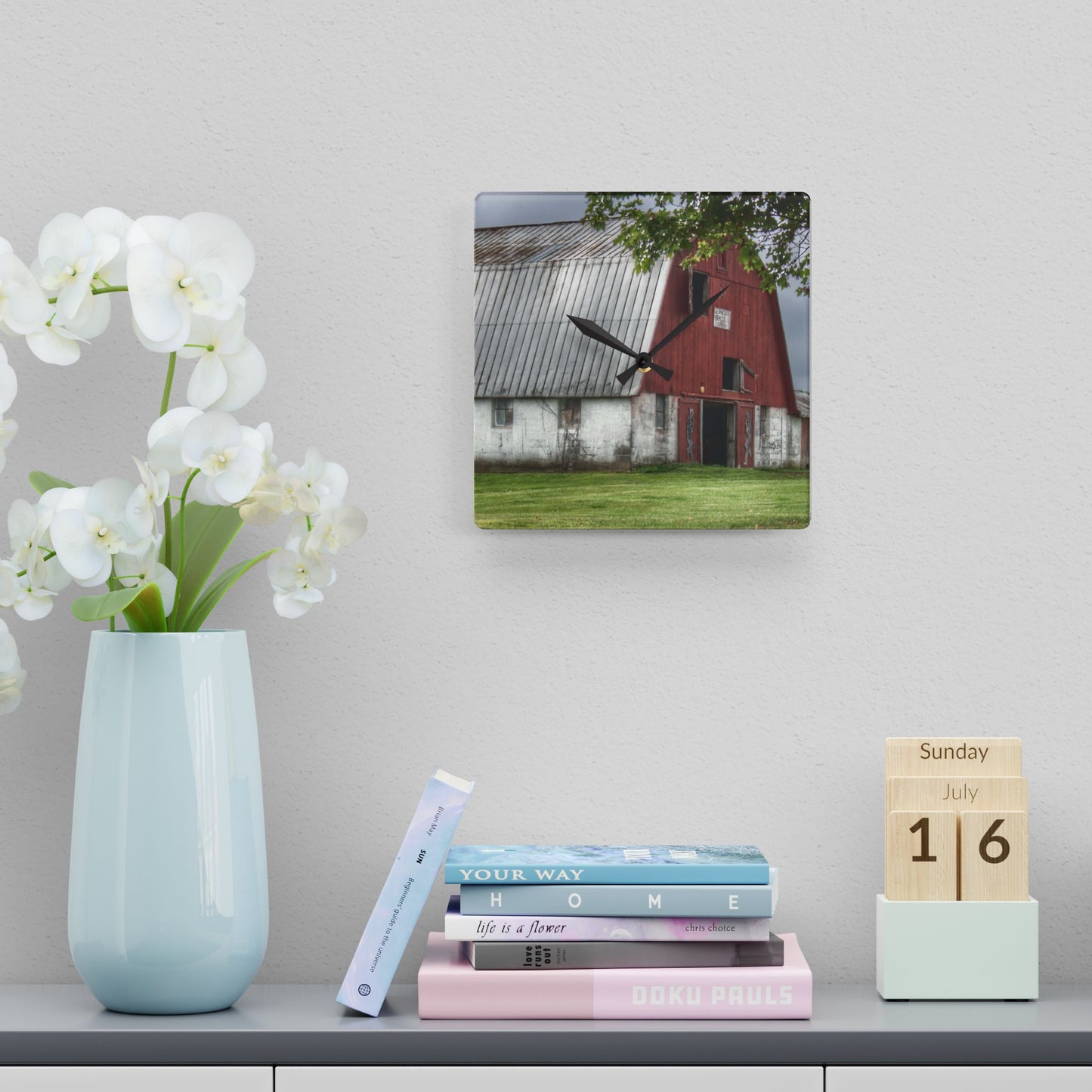 Rustic Farmhouse Wall Clock featuring Peters Red Appaloosa III