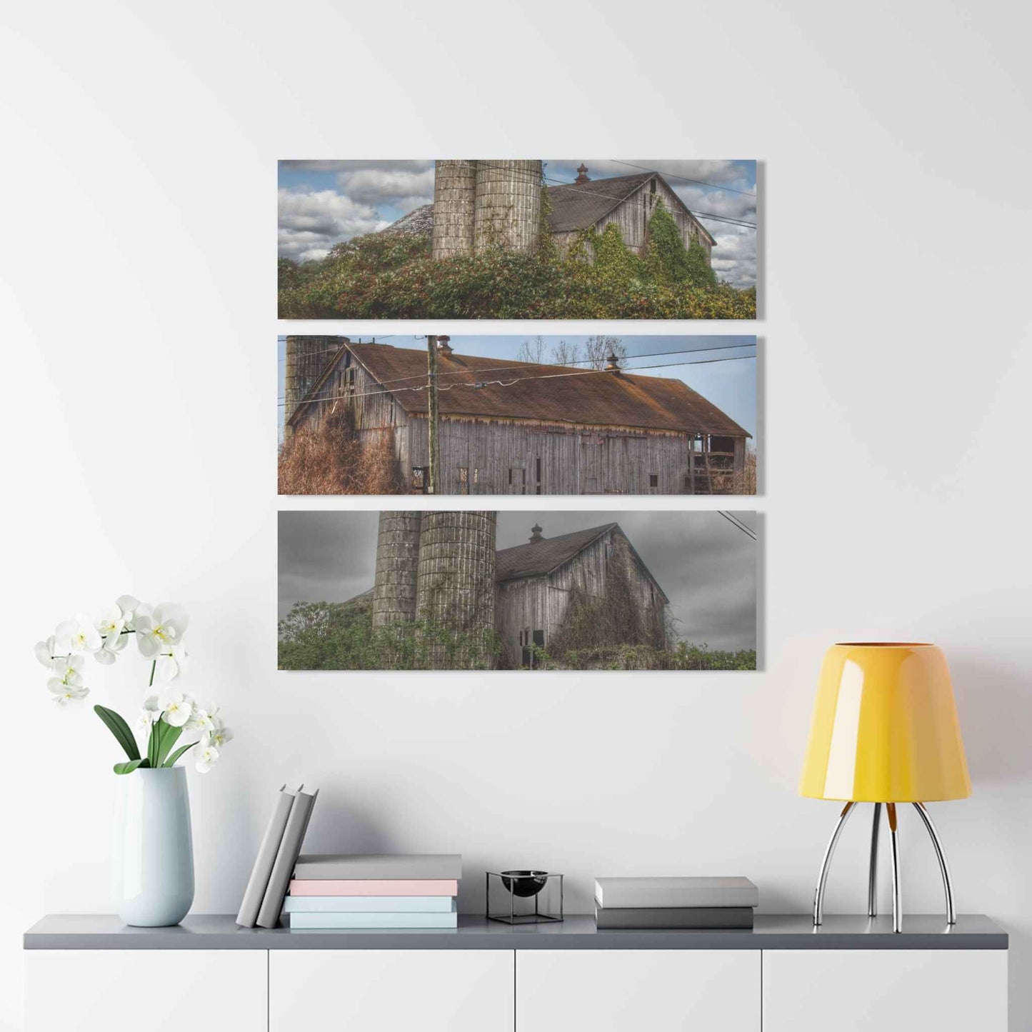 U R There Photography The Many Faces of M-24 Rustic Farmhouse 3-Panel Acrylic Wall Print 36" x 12" (Horizontal) 0.25''