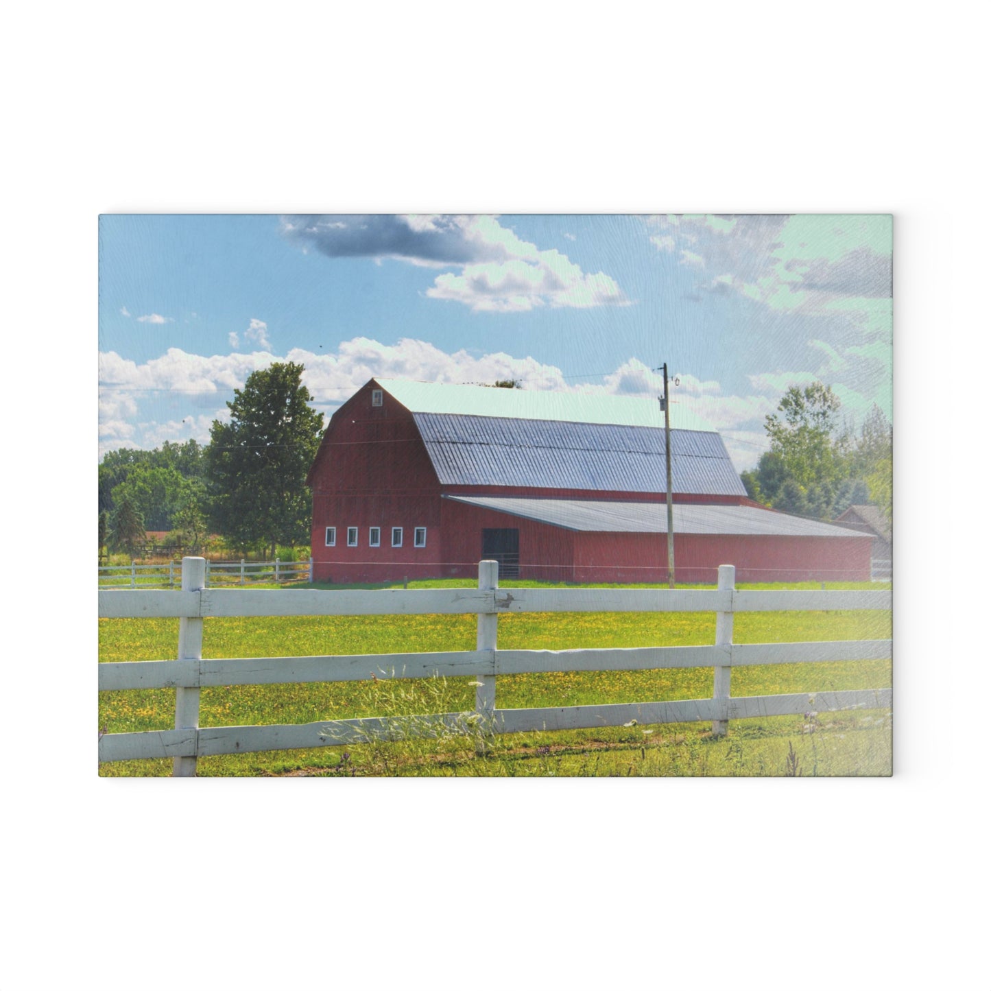 U R There Photography Burt Road Red Rustic Farmhouse Tempered-Glass Cutting Board