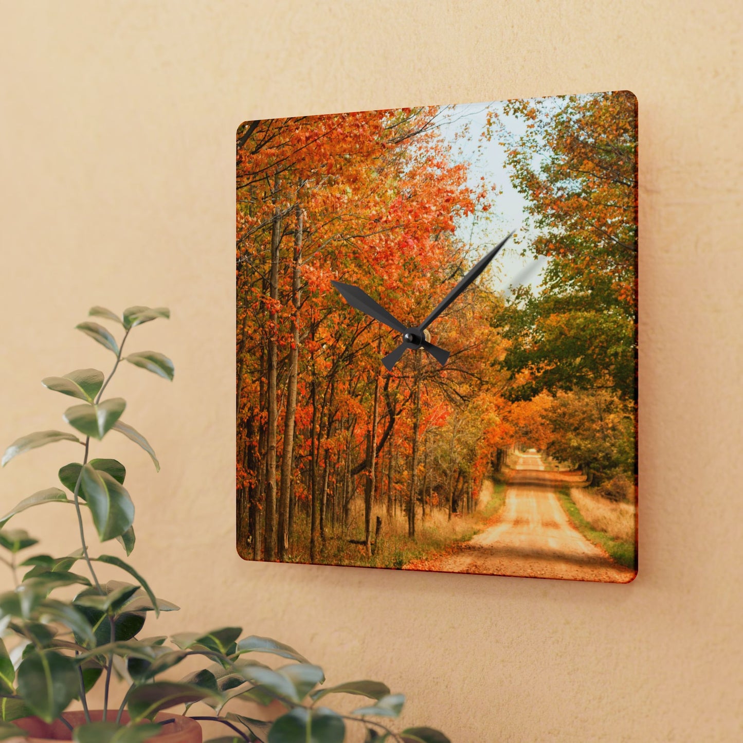 U R There Photography Fall on Murphy Lake II Rustic Farmhouse Acrylic Analog Wall Clock