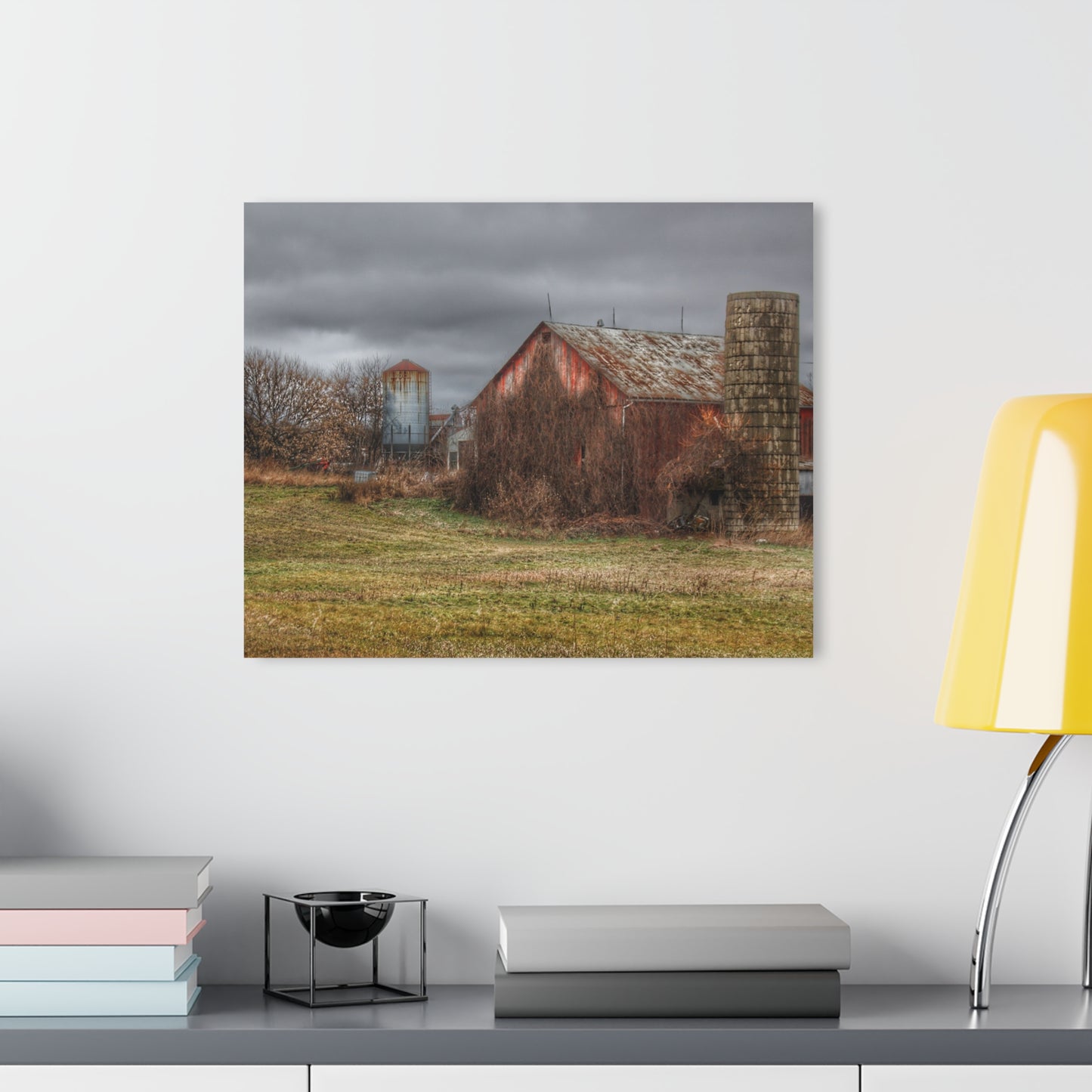 U R There Photography Slattery Road Old Red and Silo II Rustic Farmhouse Acrylic Wall Print