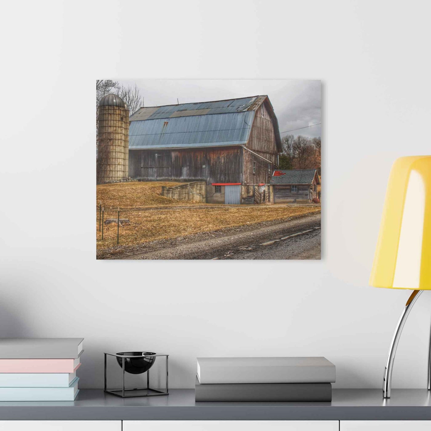 U R There Photography Seymour Lakes Roadside Grey Rustic Farmhouse Acrylic Wall Print