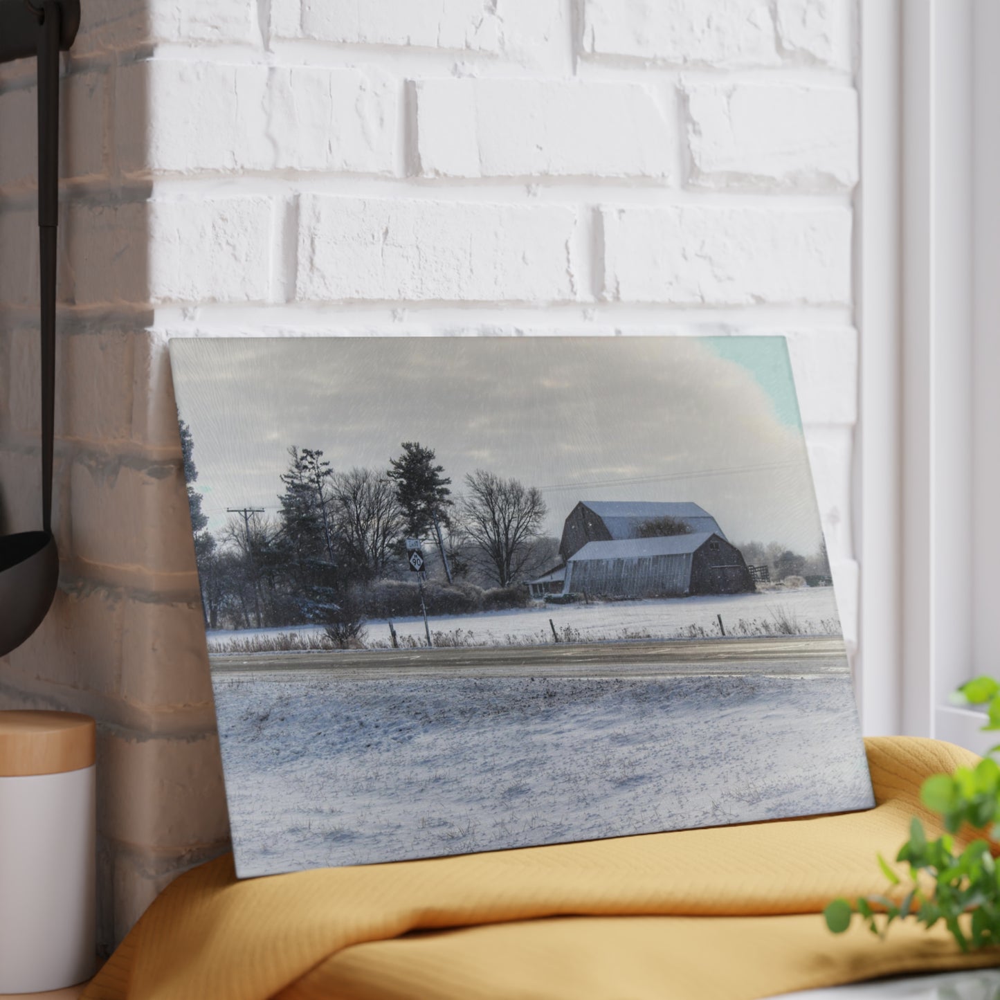 U R There Photography Otter Lake Road Greys Rustic Farmhouse Tempered-Glass Cutting Board