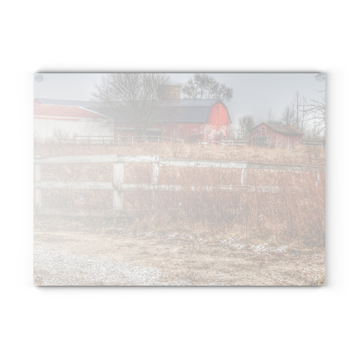 U R There Photography Mound Road Reds Rustic Farmhouse Tempered-Glass Cutting Board