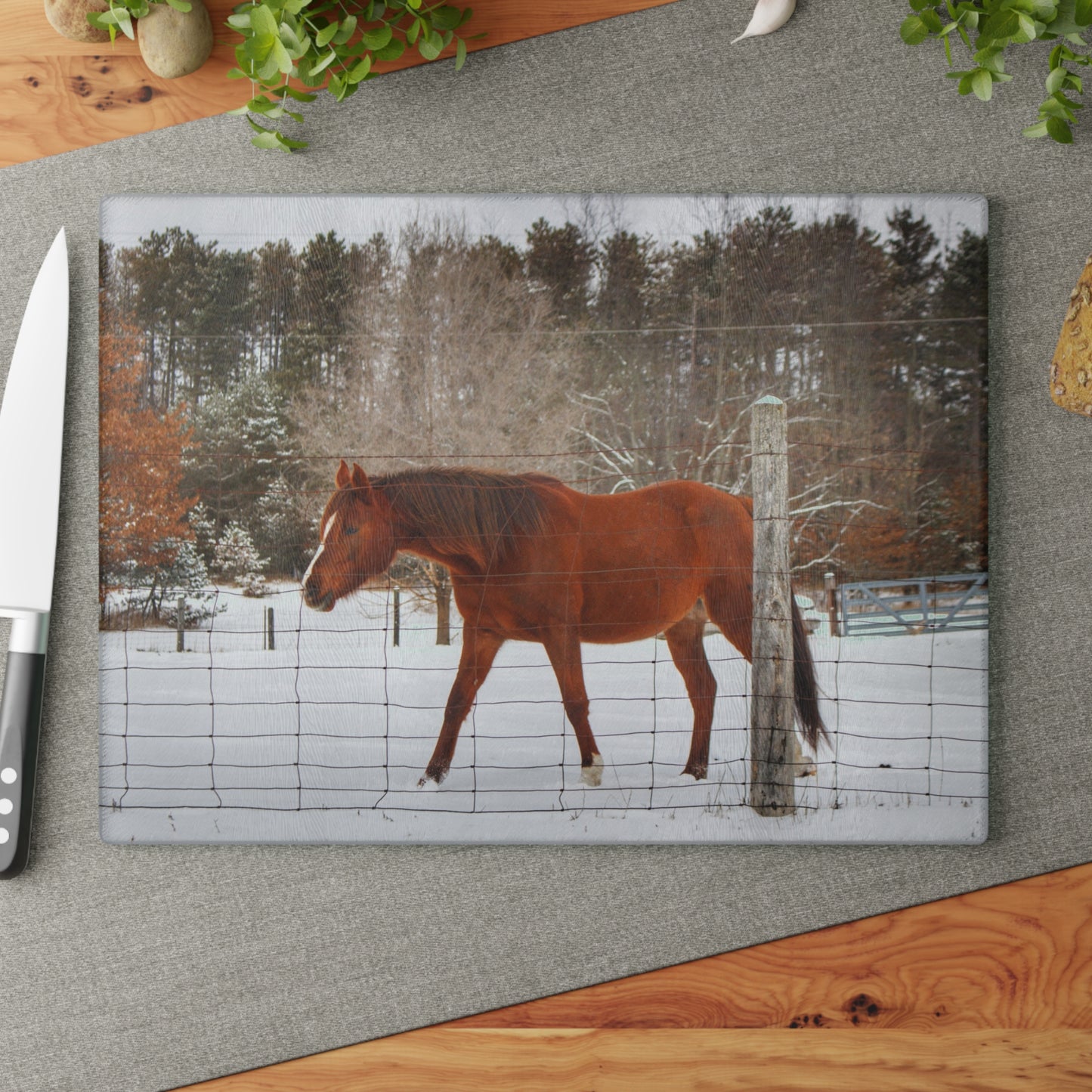 U R There Photography Roadside Chestnut Rustic Farmhouse Tempered-Glass Cutting Board
