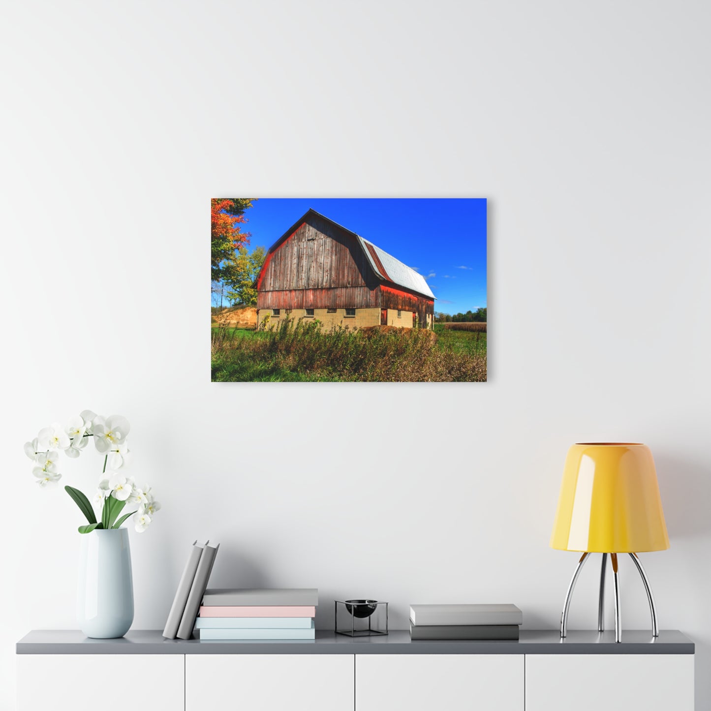 U R There Photography Byington Road Red II Rustic Farmhouse Acrylic Wall Print