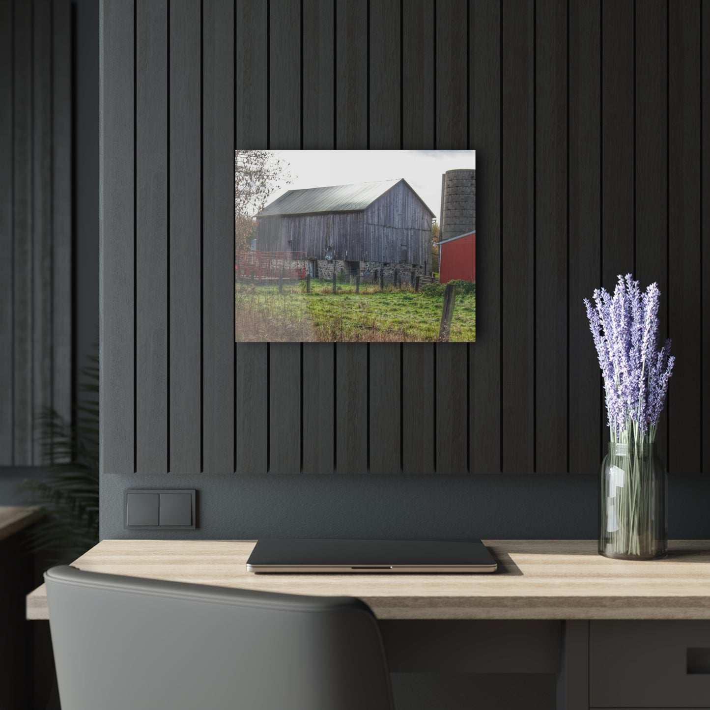 U R There Photography Slattery Road Fieldstone Grey Rustic Farmhouse Acrylic Wall Print