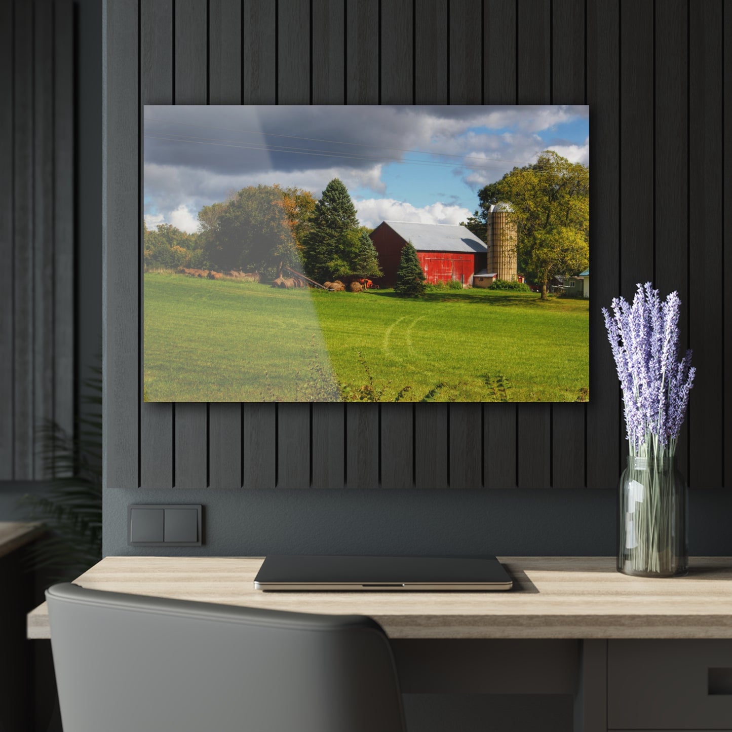 U R There Photography Columbiaville Road Red II Rustic Farmhouse Acrylic Wall Print