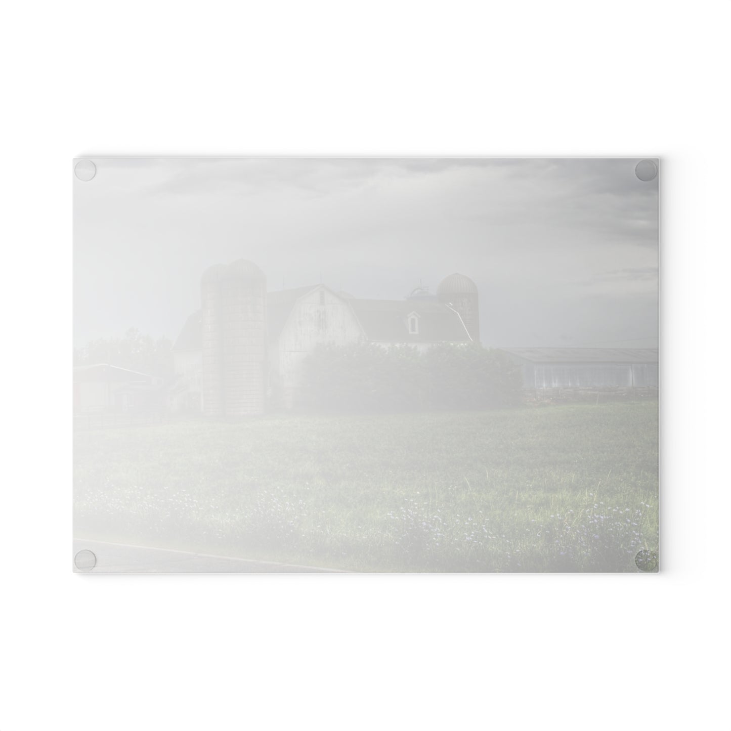 U R There Photography Clark Road White II Rustic Farmhouse Tempered-Glass Cutting Board